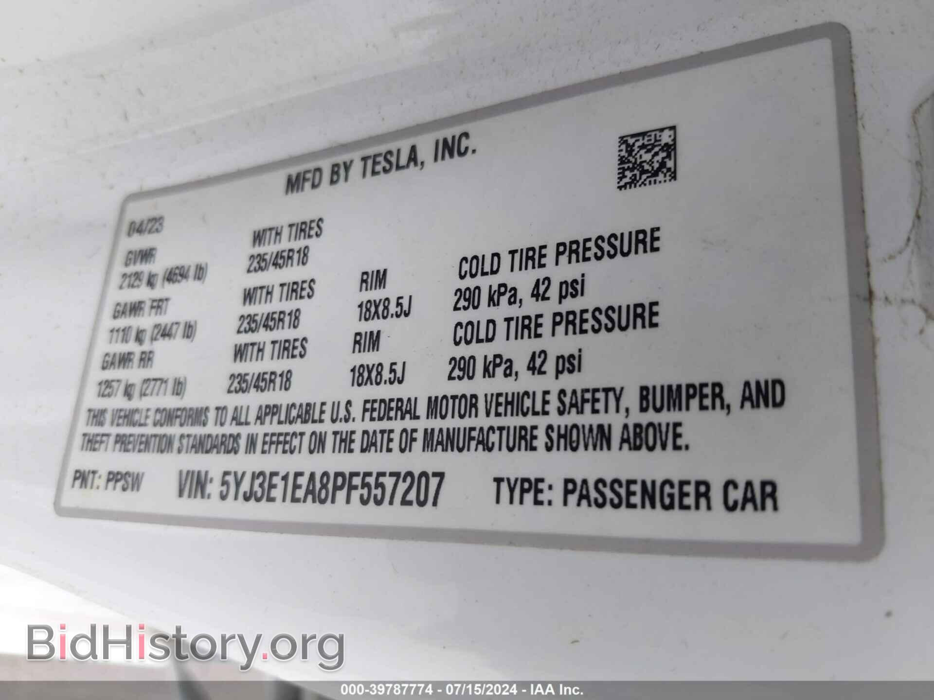2023 TESLA MODEL 3 - VIN: 5YJ3E1EA8PF557207 - Фото 9