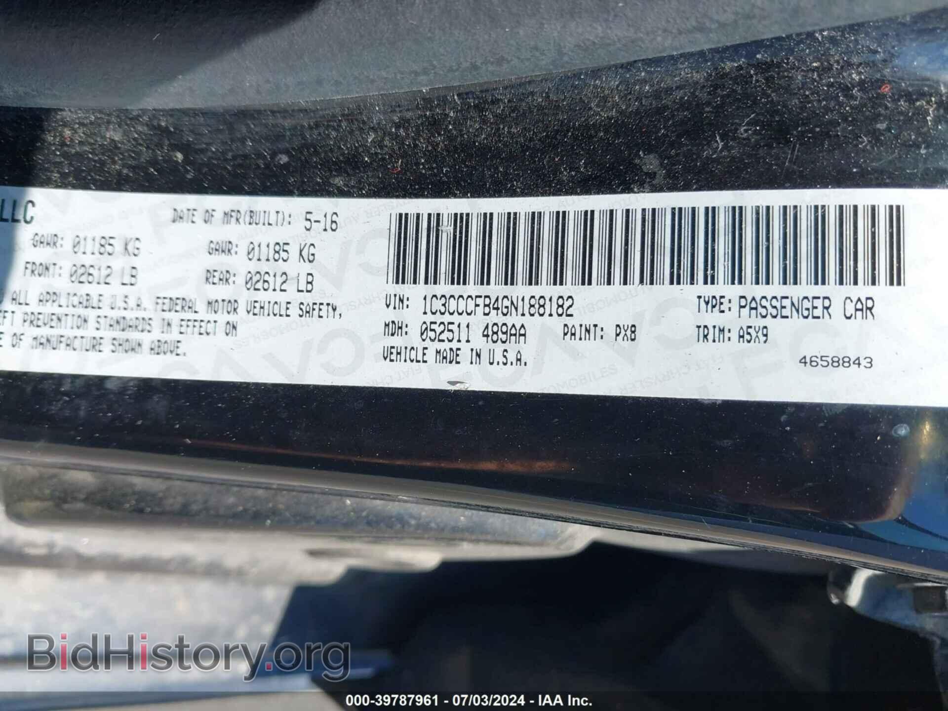 2016 CHRYSLER 200 - VIN: 1C3CCCFB4GN188182 - Фото 9