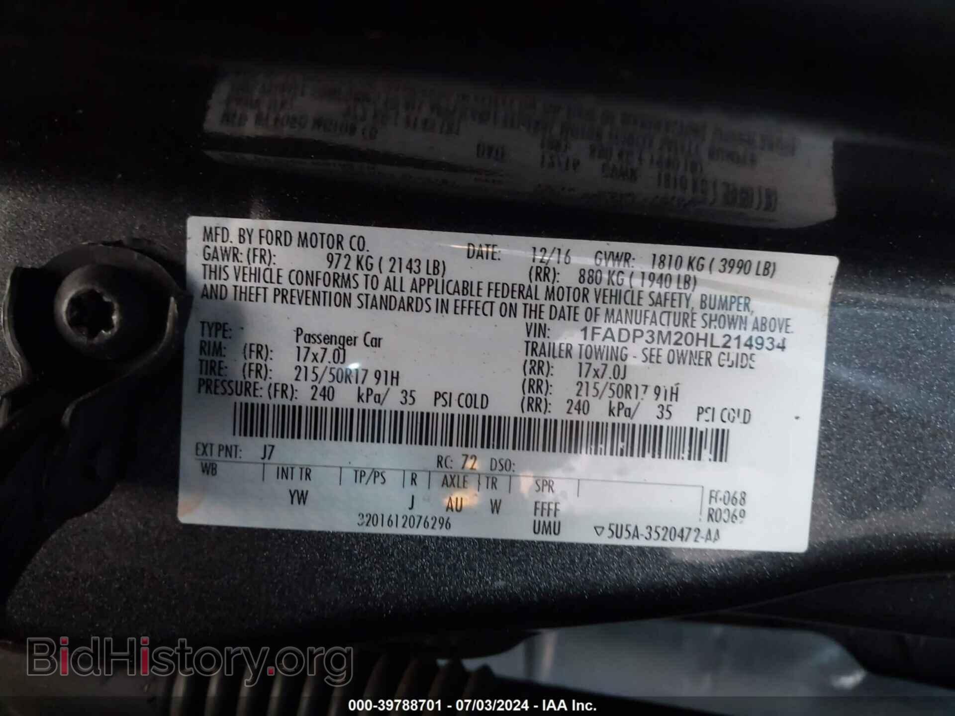 2017 FORD FOCUS - VIN: 1FADP3M20HL214934 - Фото 9