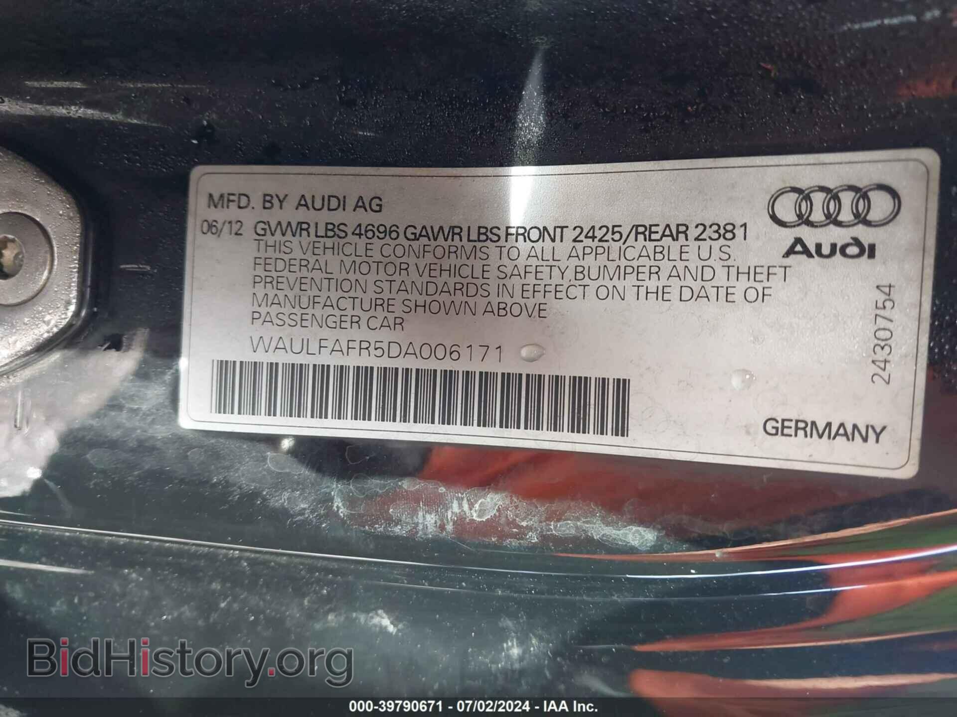 2013 AUDI A5 - VIN: WAULFAFR5DA006171 - Фото 9