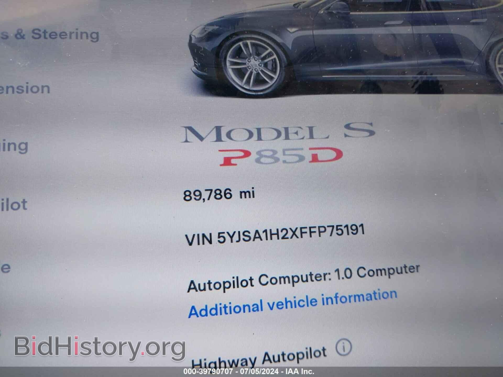 2015 TESLA MODEL S - VIN: 5YJSA1H2XFFP75191 - Photo 7