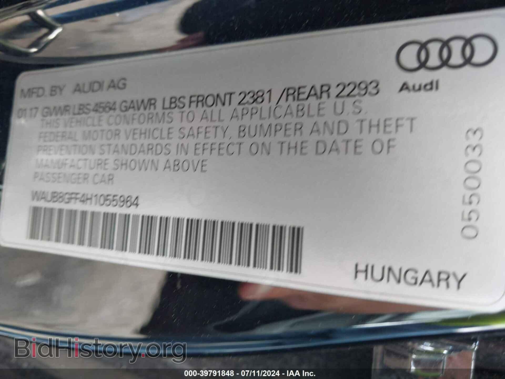 2017 AUDI A3 - VIN: WAUB8GFF4H1055964 - Фото 9