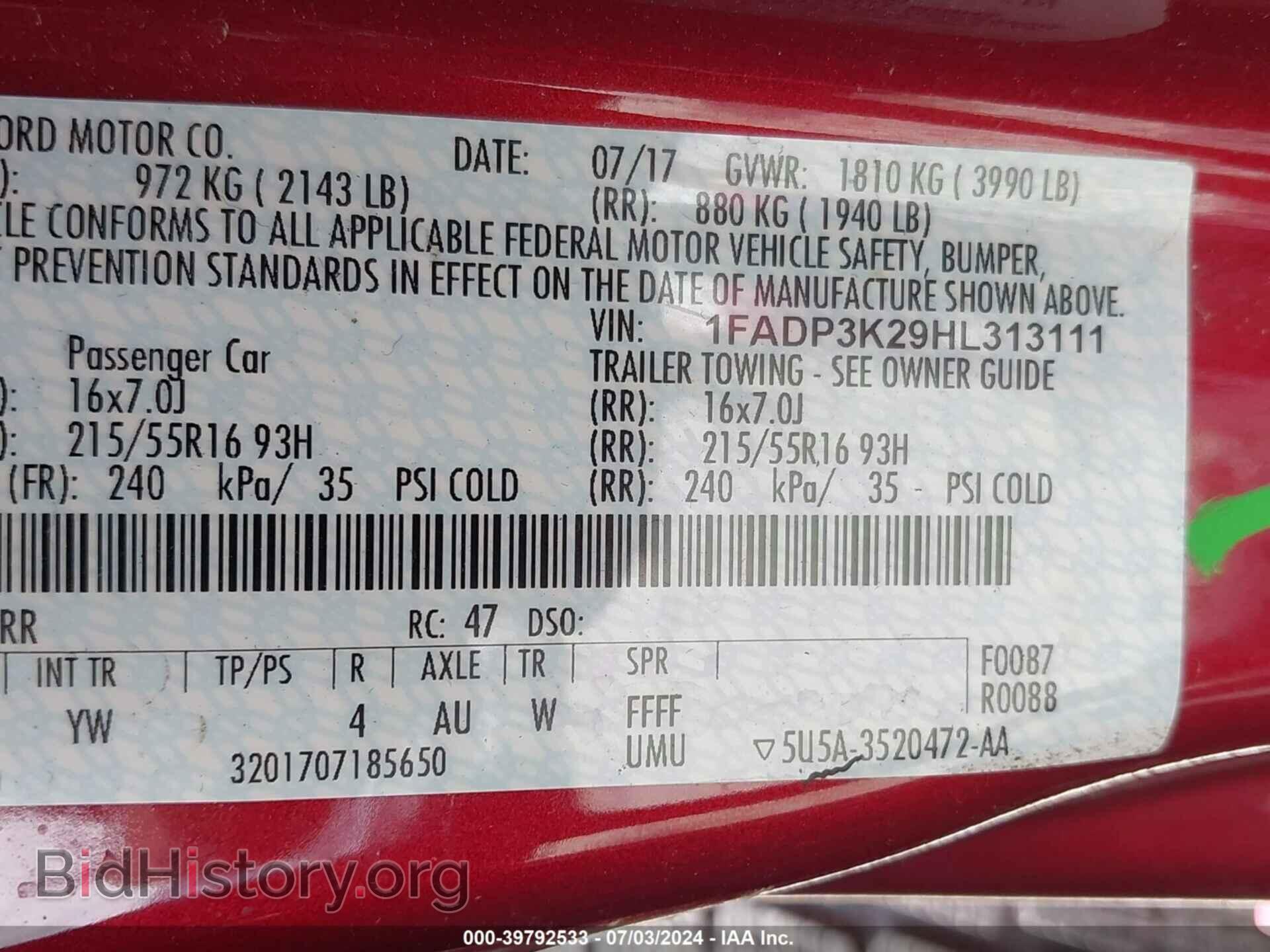 2017 FORD FOCUS - VIN: 1FADP3K29HL313111 - Фото 9