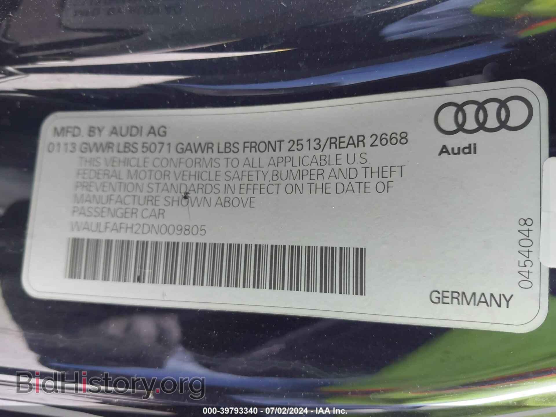 2013 AUDI A5 - VIN: WAULFAFH2DN009805 - Фото 9