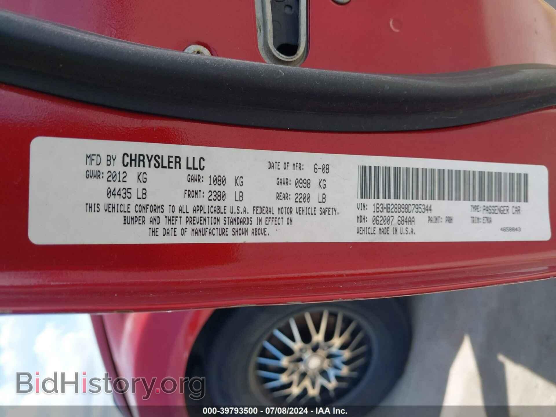 2008 DODGE CALIBER - VIN: 1B3HB28B98D795344 - Photo 9