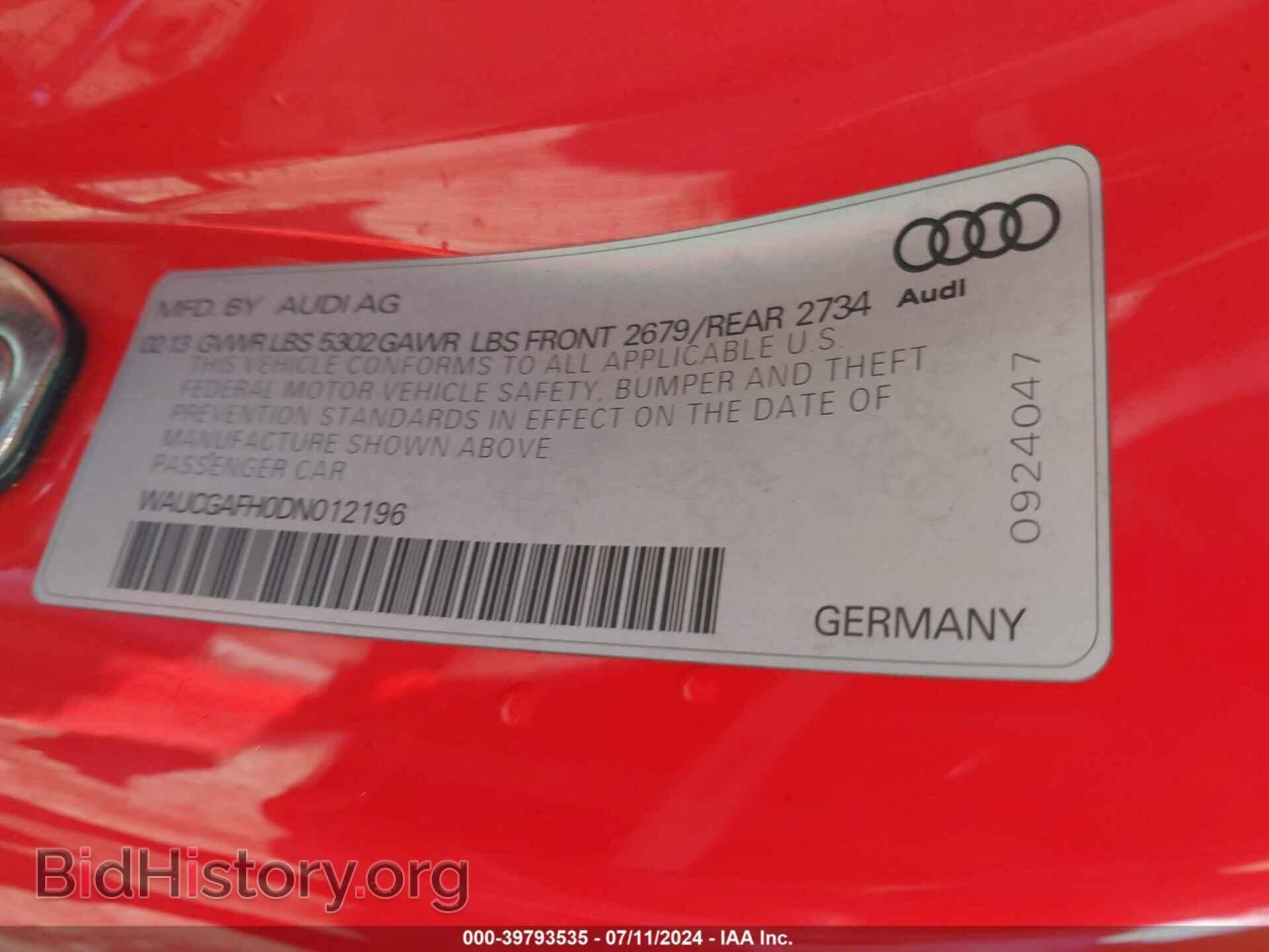 2013 AUDI S5 - VIN: WAUCGAFH0DN012196 - Фото 9