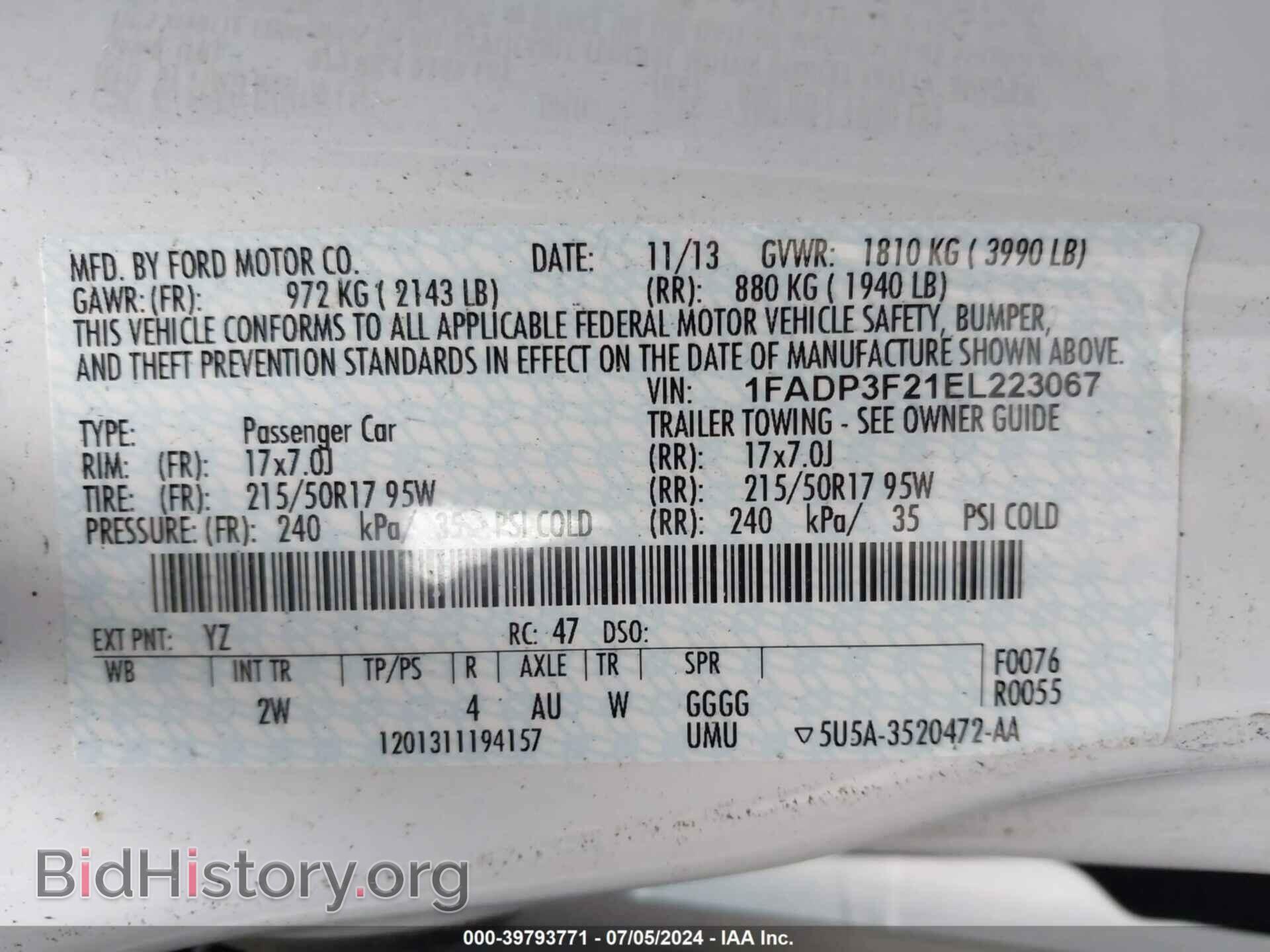 2014 FORD FOCUS - VIN: 1FADP3F21EL223067 - Фото 9