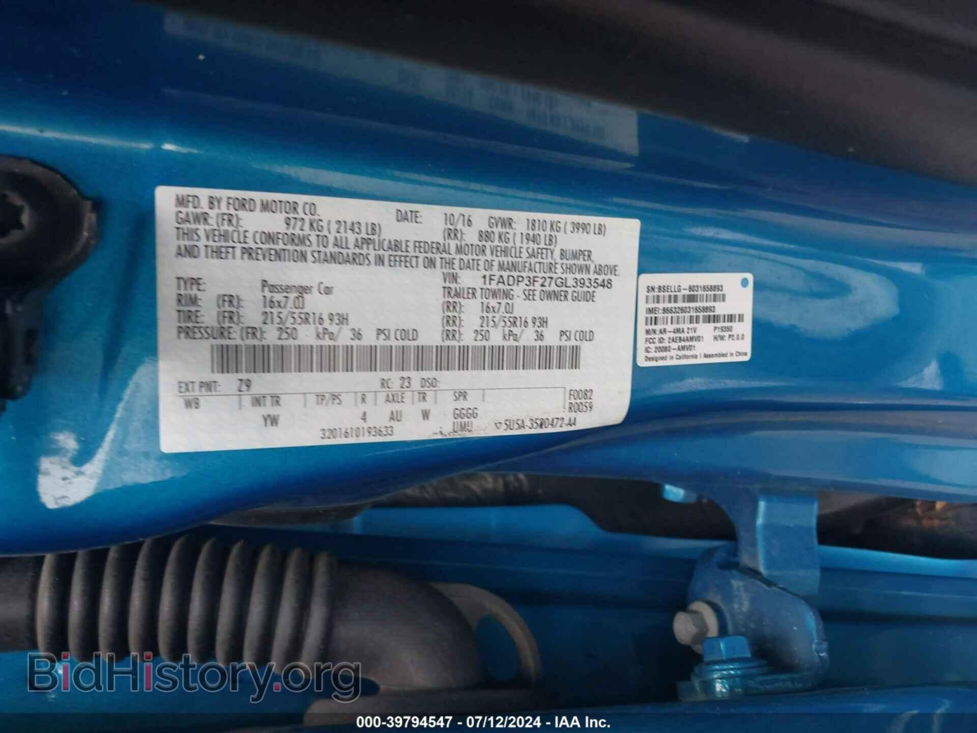 2016 FORD FOCUS - VIN: 1FADP3F27GL393548 - Фото 9