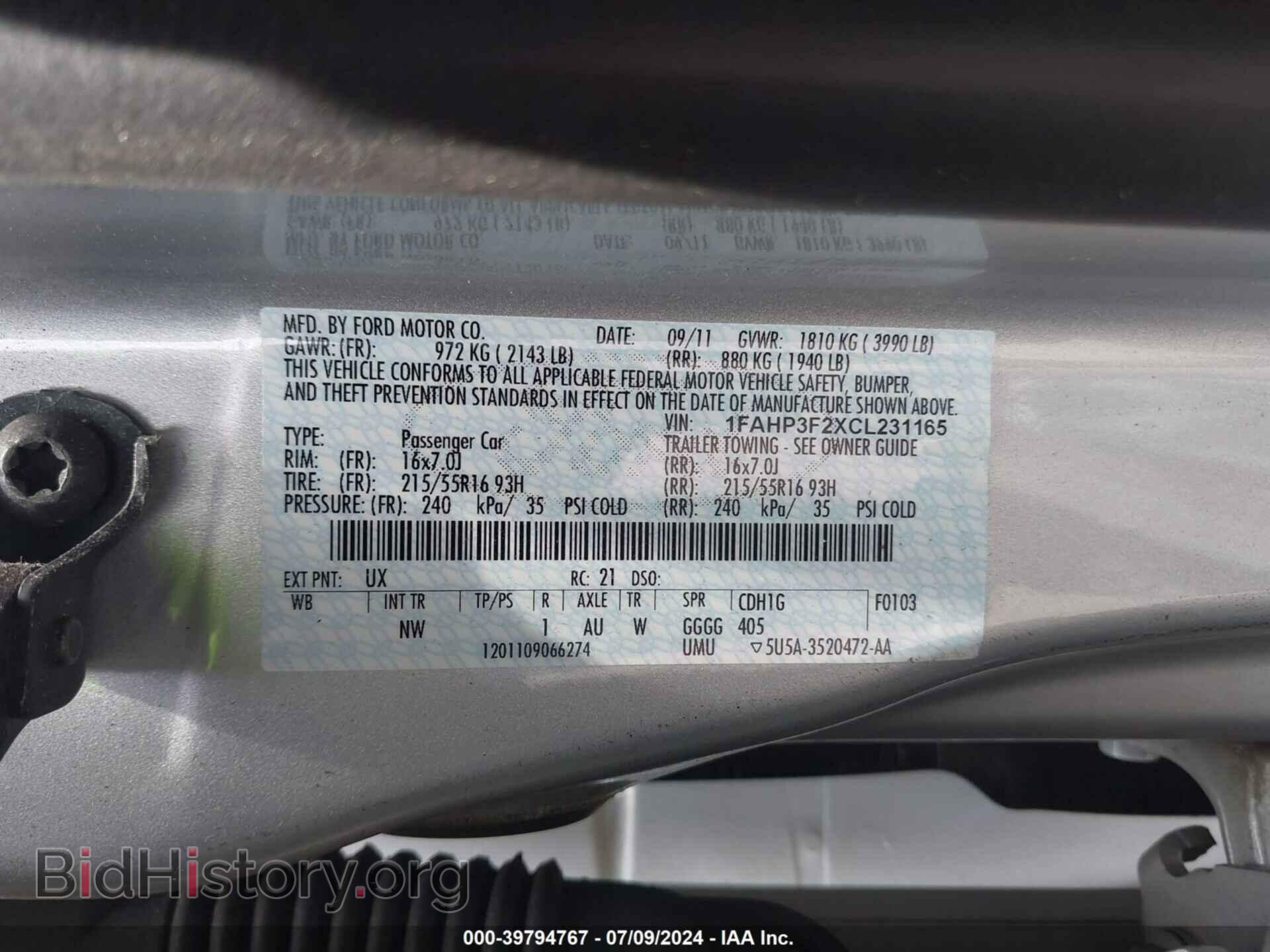 2012 FORD FOCUS - VIN: 1FAHP3F2XCL231165 - Photo 9