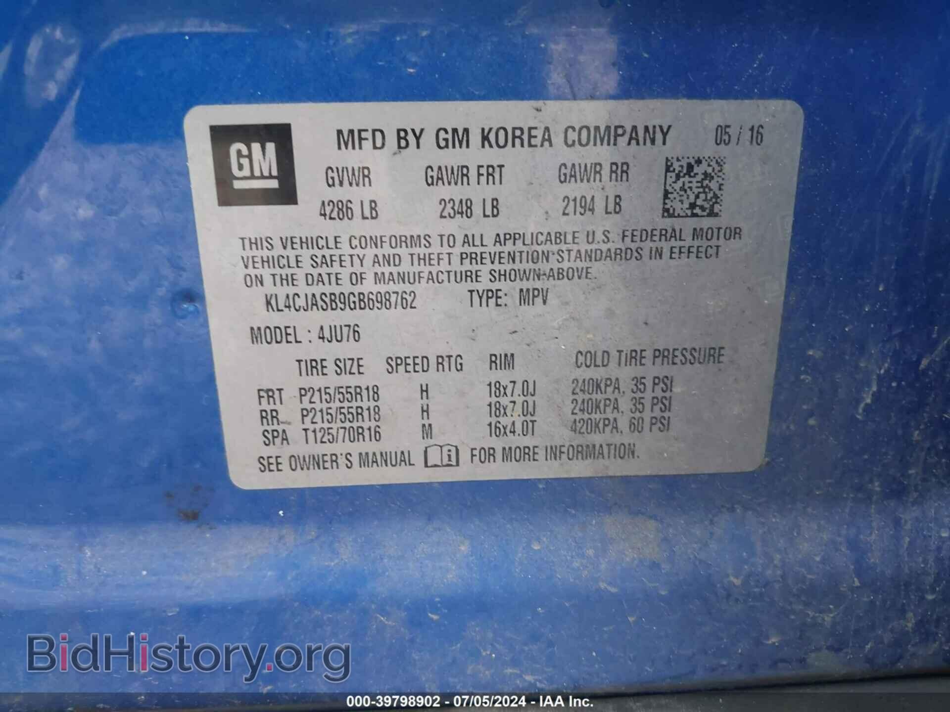 2016 BUICK ENCORE - VIN: KL4CJASB9GB698762 - Фото 9