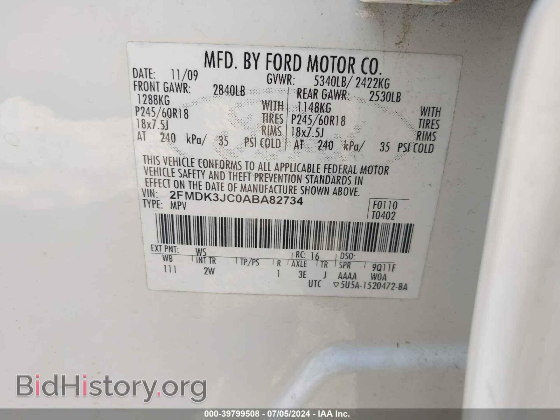 2010 FORD EDGE - VIN: 2FMDK3JC0ABA82734 - Photo 9