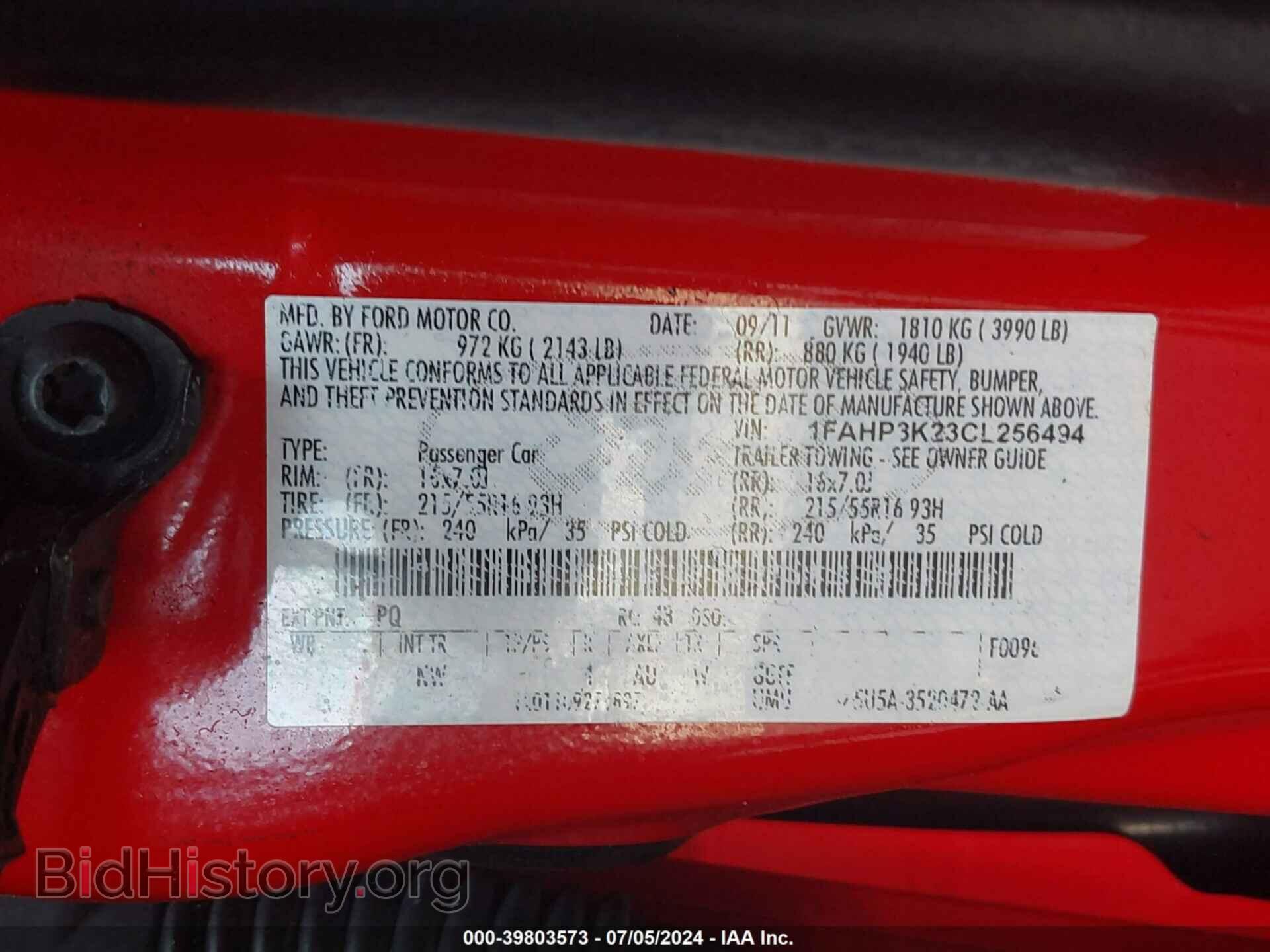 2012 FORD FOCUS - VIN: 1FAHP3K23CL256494 - Фото 9
