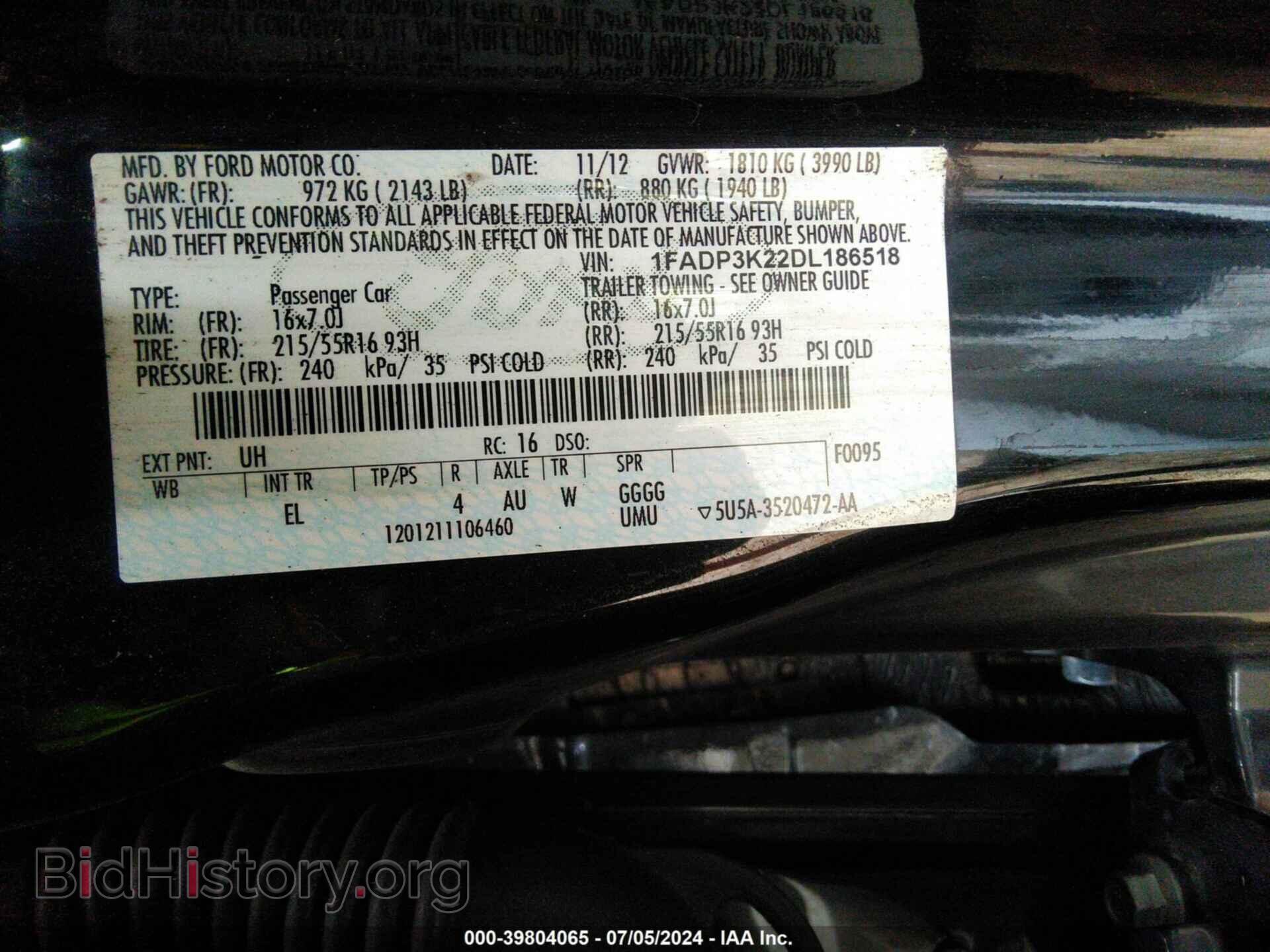 2013 FORD FOCUS - VIN: 1FADP3K22DL186518 - Фото 9