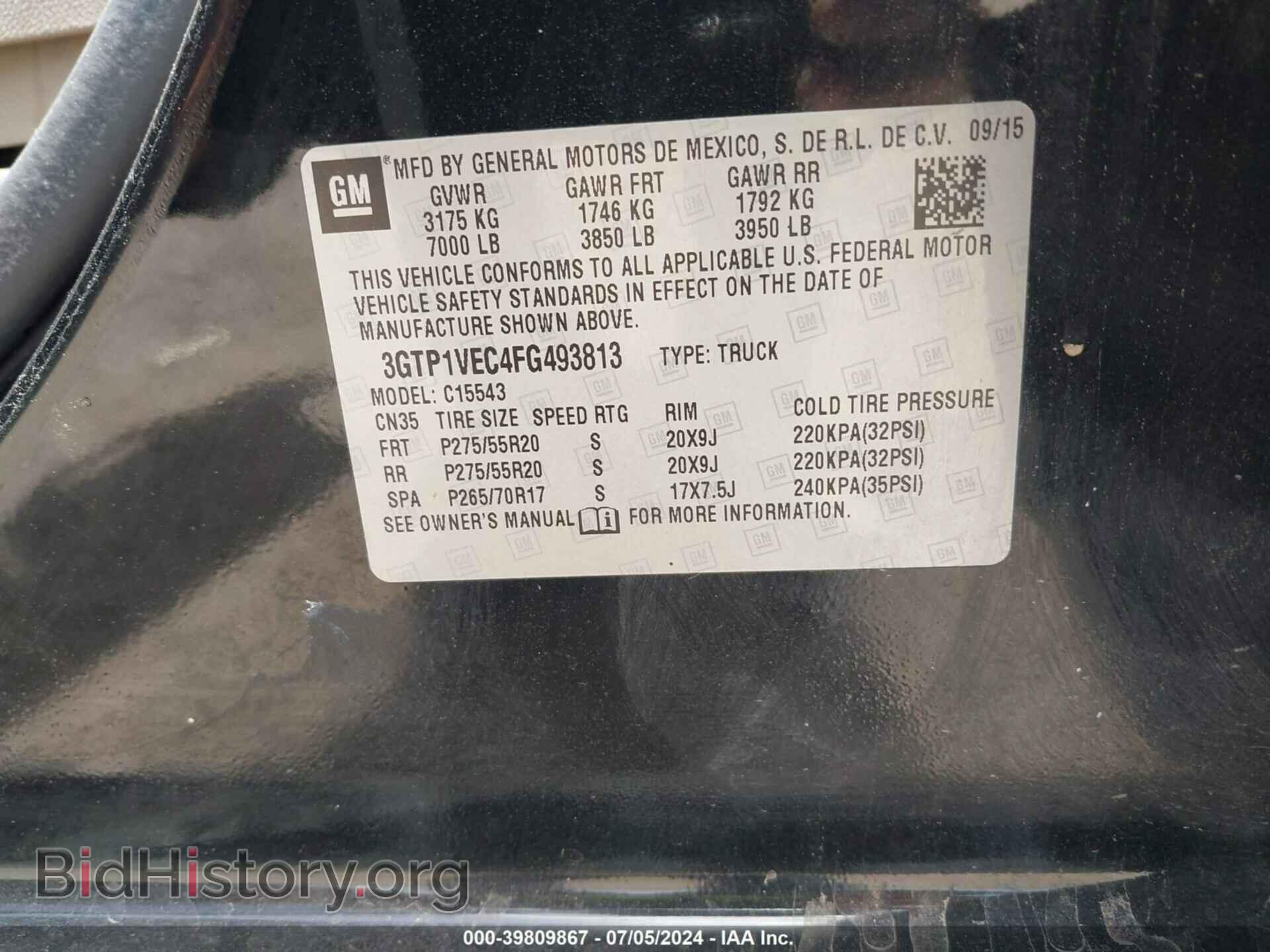 2015 GMC SIERRA 1500 - VIN: 3GTP1VEC4FG493813 - Photo 9