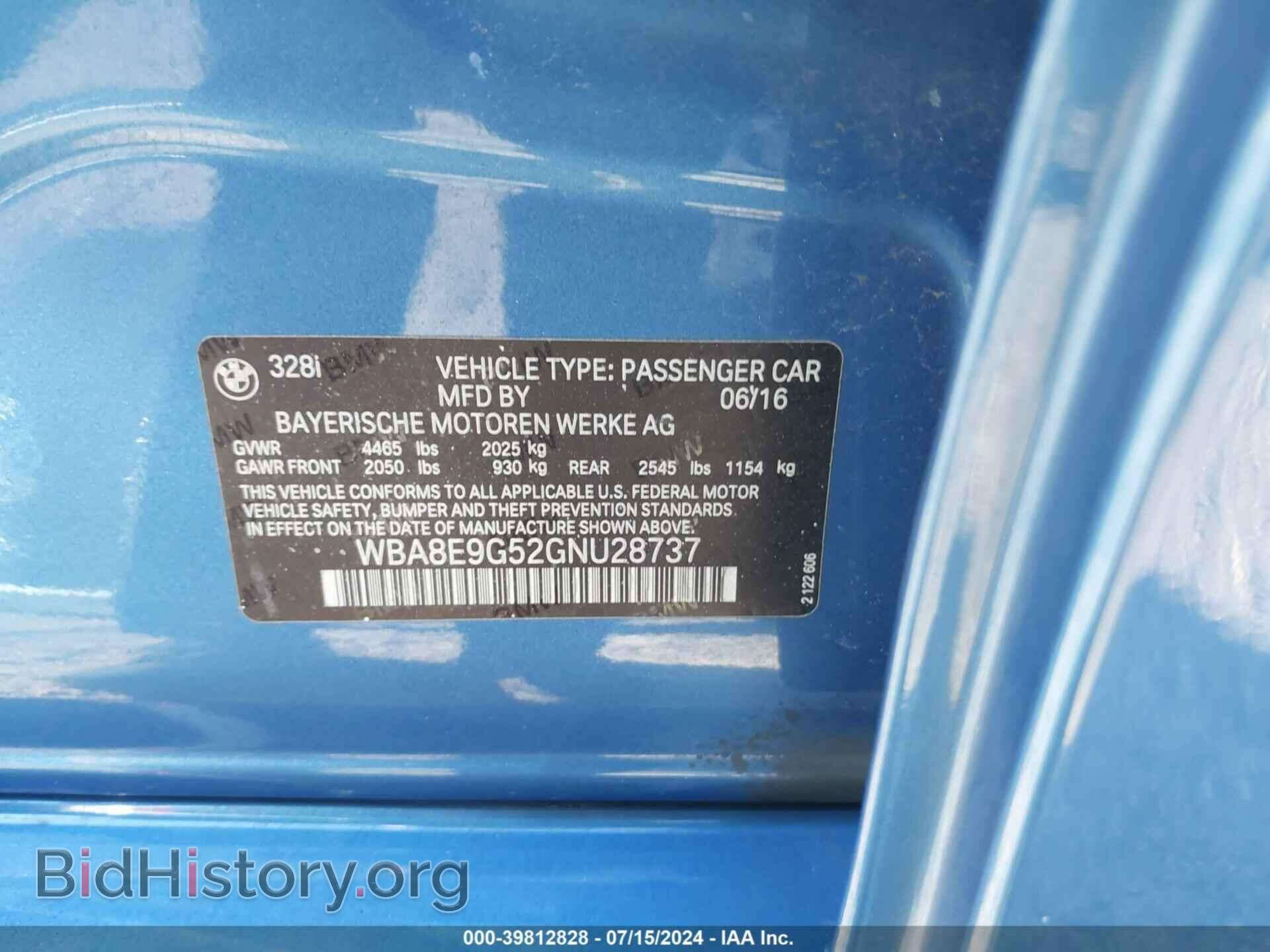 2016 BMW 328I - VIN: WBA8E9G52GNU28737 - Фото 9