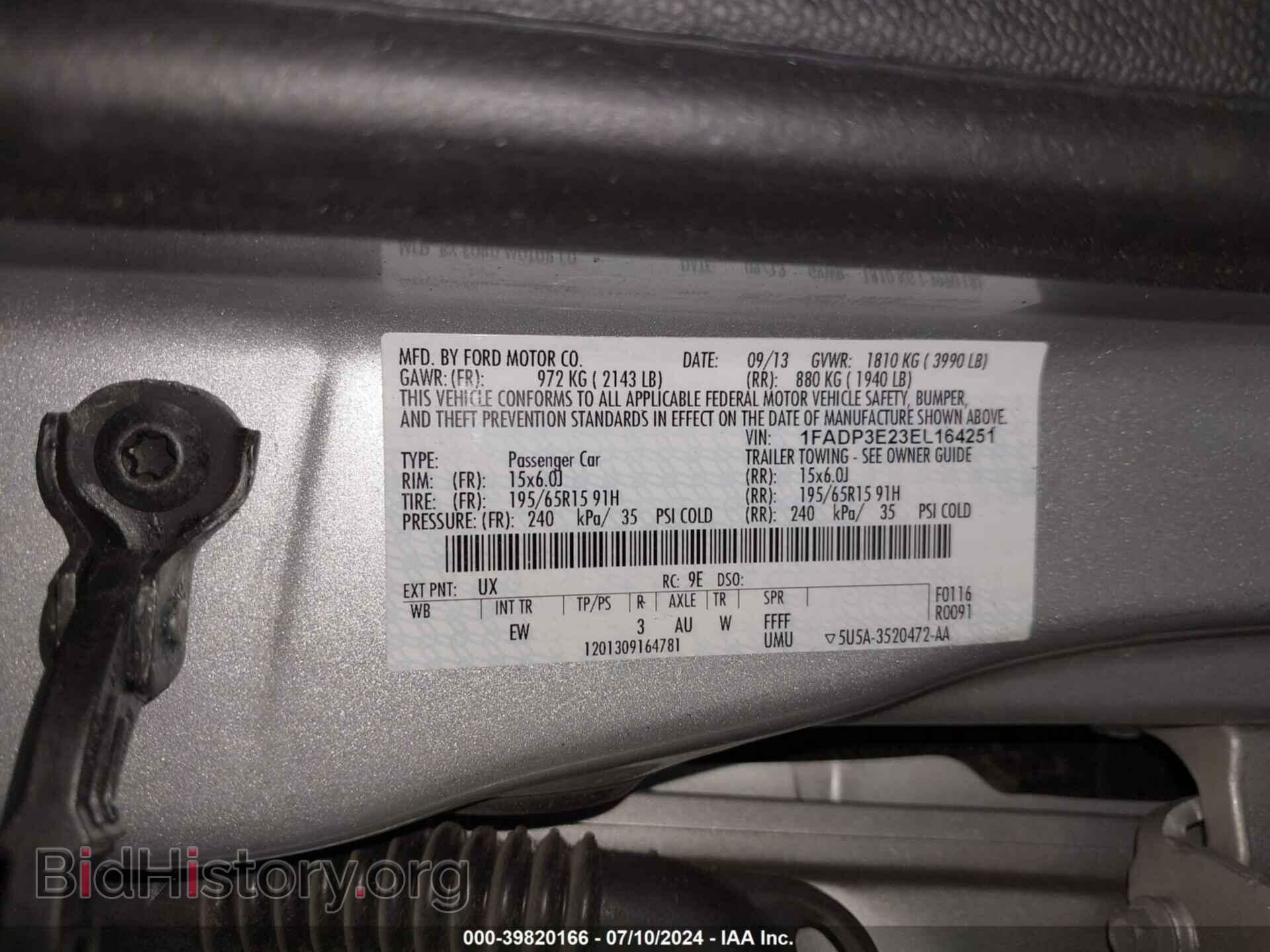 2014 FORD FOCUS - VIN: 1FADP3E23EL164251 - Фото 9