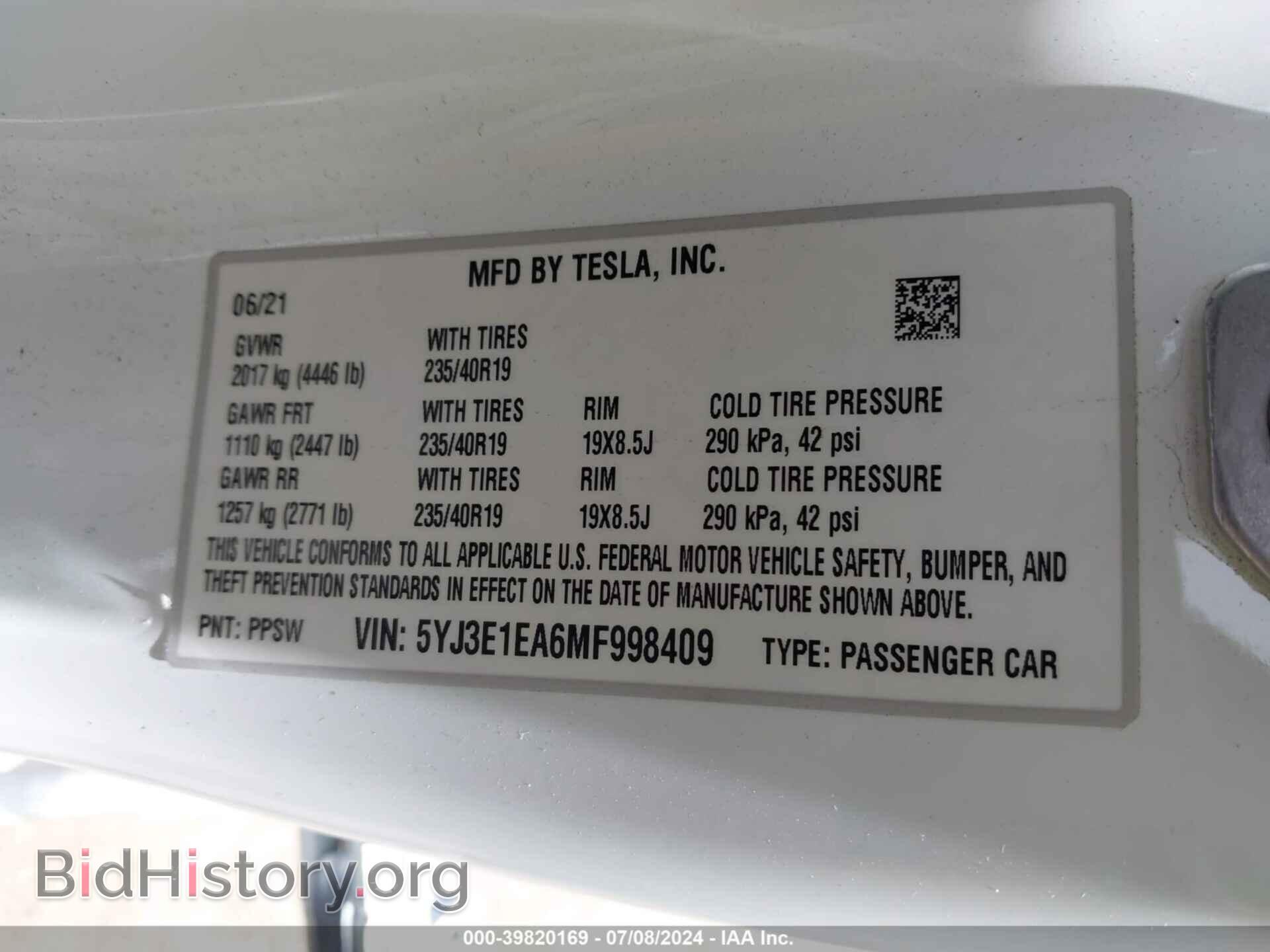 2021 TESLA MODEL 3 - VIN: 5YJ3E1EA6MF998409 - Photo 8