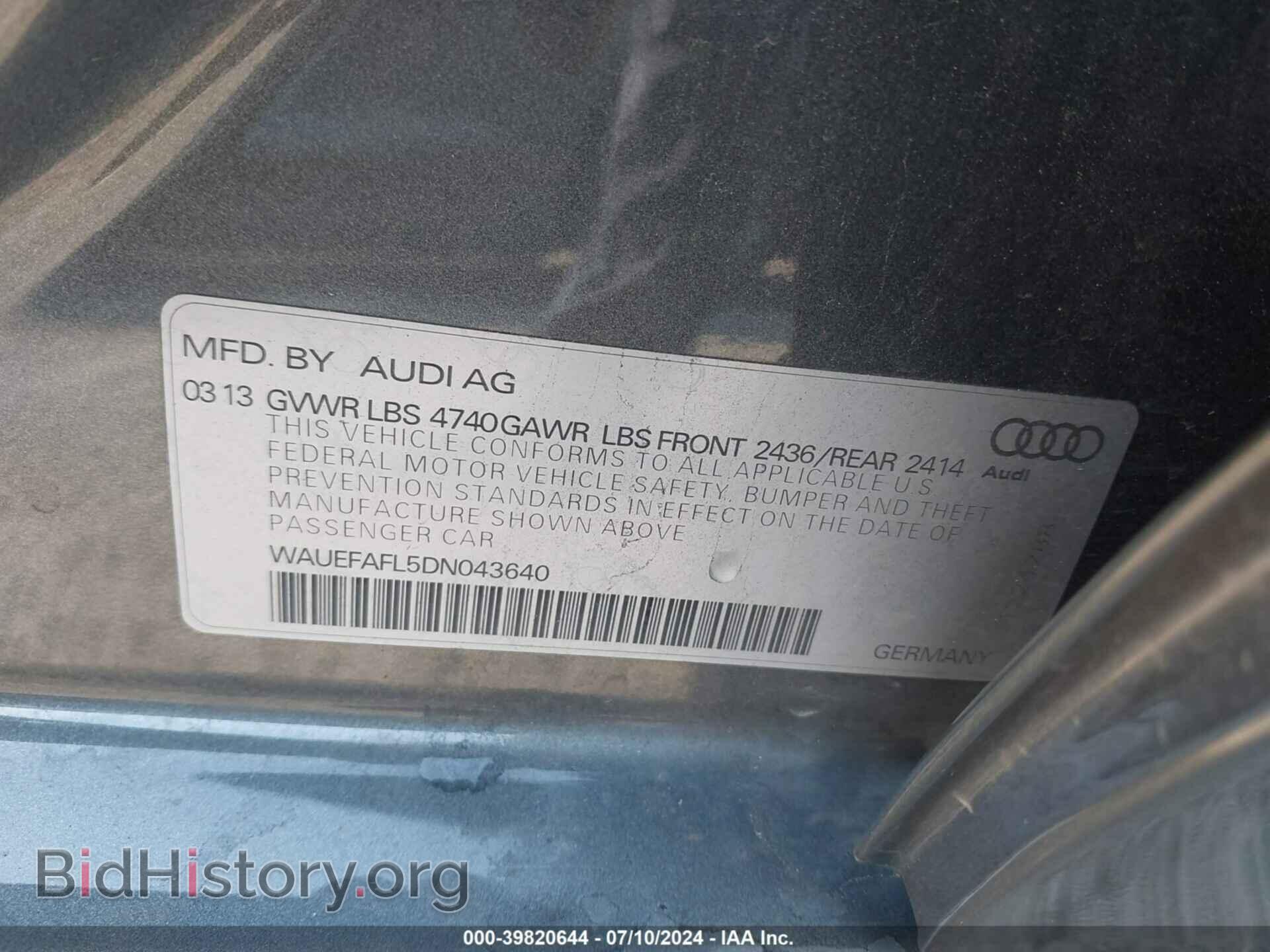 2013 AUDI A4 - VIN: WAUEFAFL5DN043640 - Фото 9