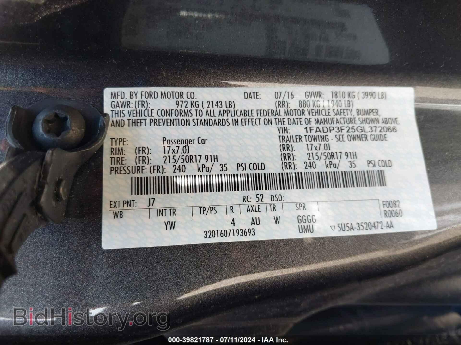 2016 FORD FOCUS - VIN: 1FADP3F25GL372066 - Фото 9
