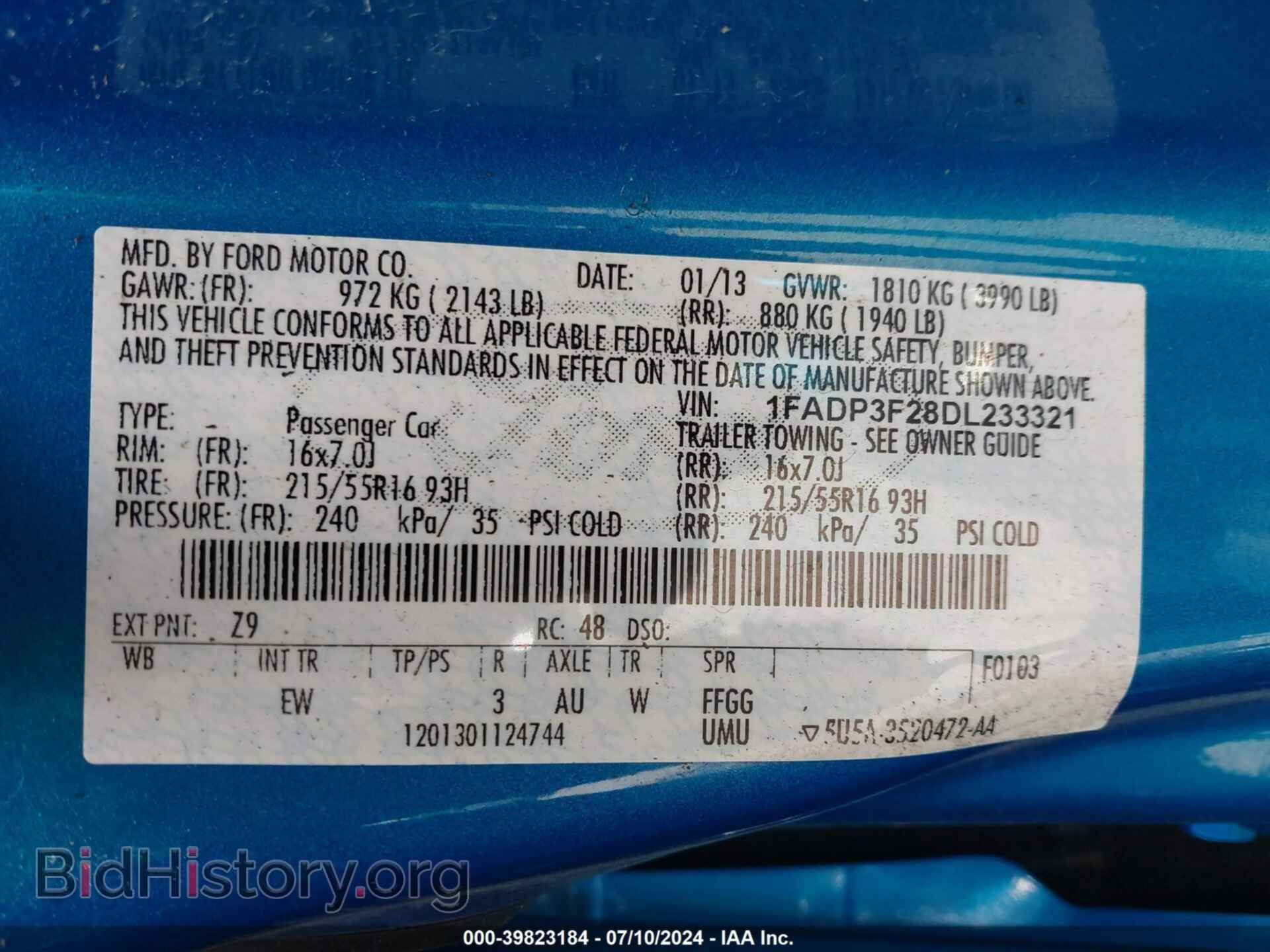 2013 FORD FOCUS - VIN: 1FADP3F28DL233321 - Фото 9