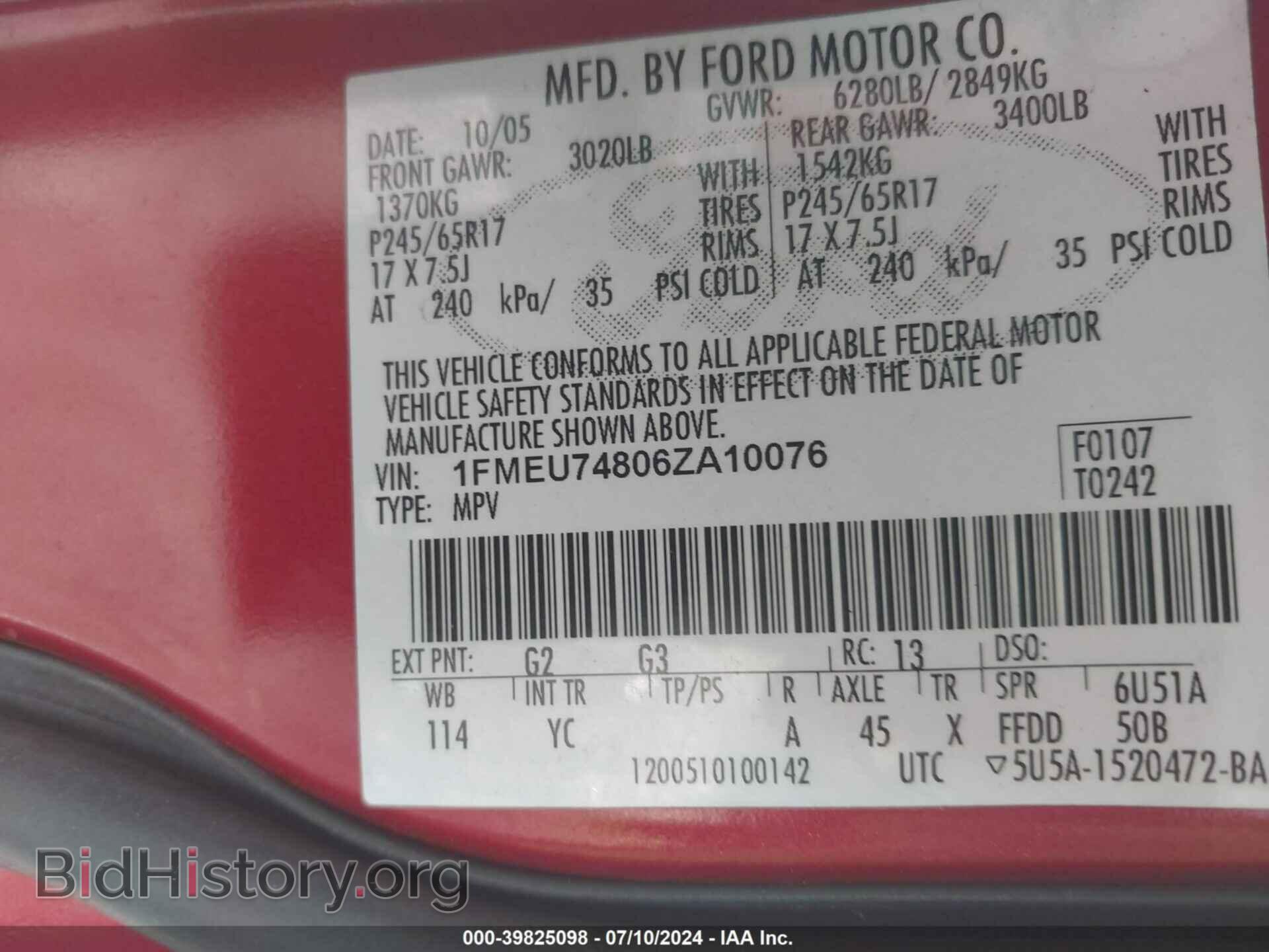 2006 FORD EXPLORER - VIN: 1FMEU74806ZA10076 - Фото 9