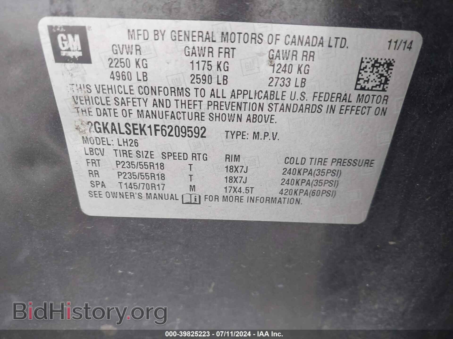 2015 GMC TERRAIN - VIN: 2GKALSEK1F6209592 - Фото 9