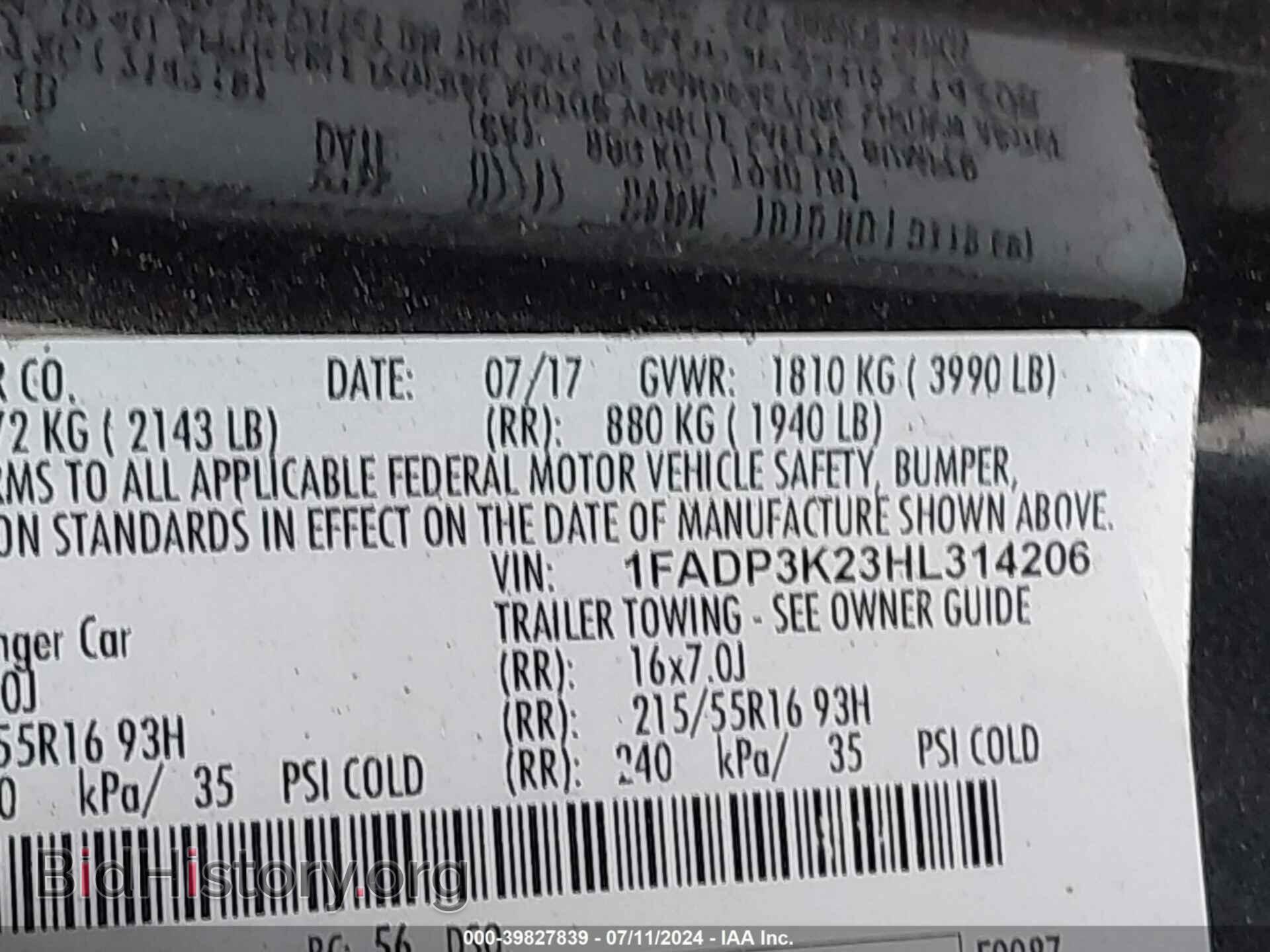 2017 FORD FOCUS - VIN: 1FADP3K23HL314206 - Фото 9