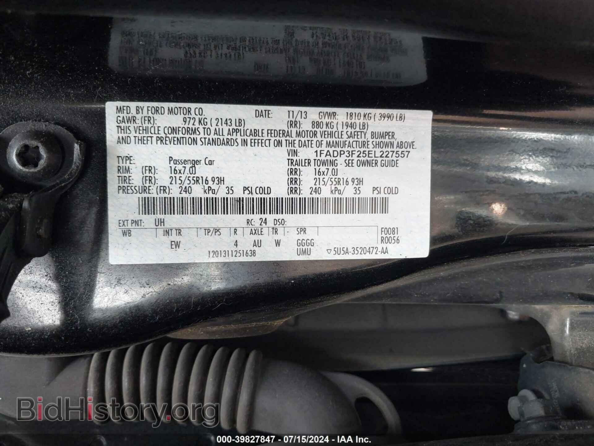 2014 FORD FOCUS - VIN: 1FADP3F25EL227557 - Фото 9