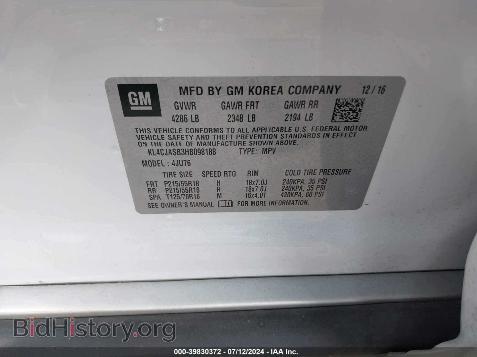 2017 BUICK ENCORE - VIN: KL4CJASB3HB098188 - Photo 9
