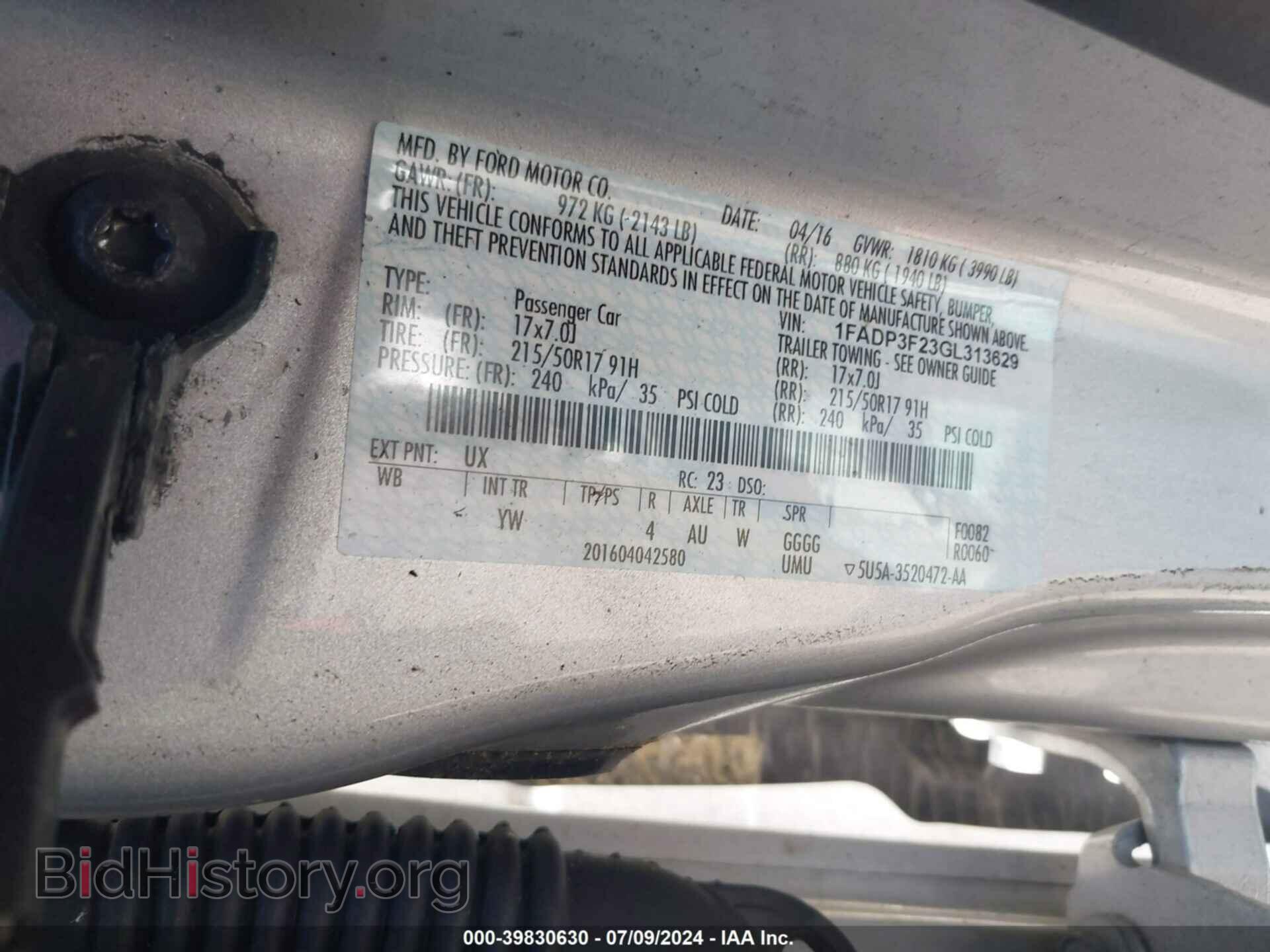 2016 FORD FOCUS - VIN: 1FADP3F23GL313629 - Фото 9