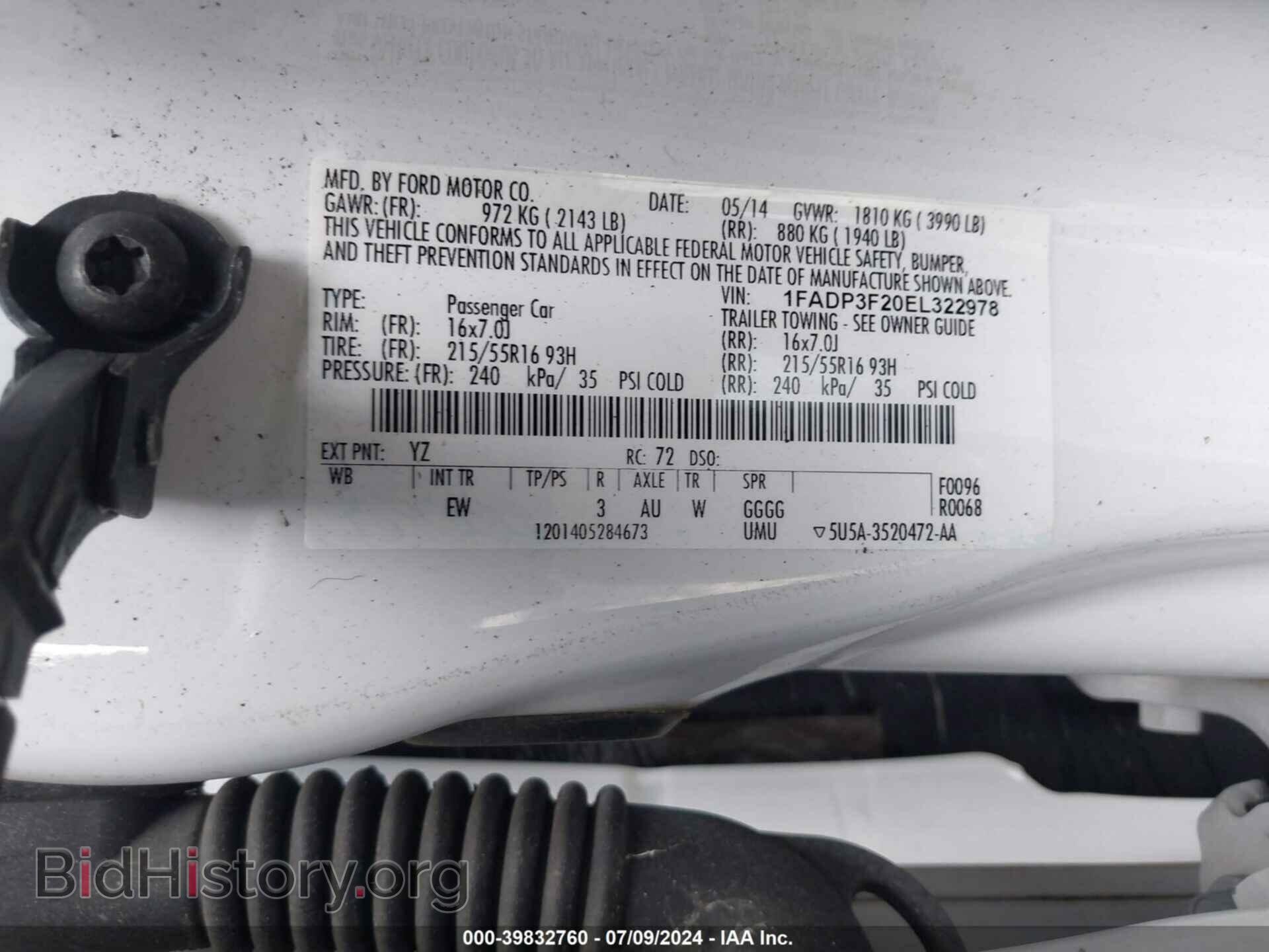 2014 FORD FOCUS - VIN: 1FADP3F20EL322978 - Фото 9
