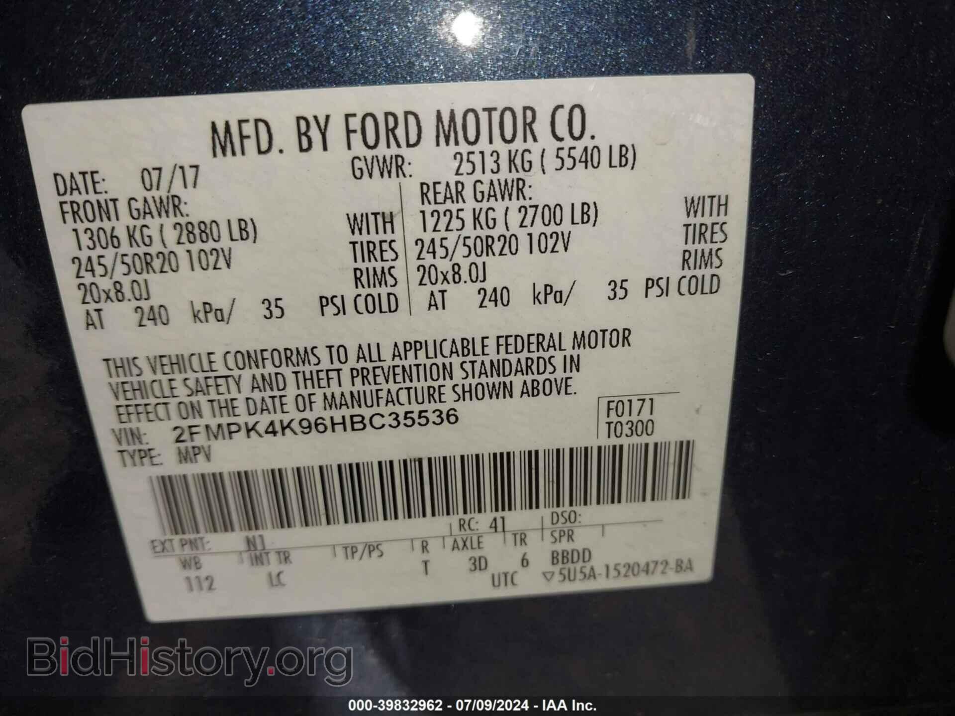 2017 FORD EDGE - VIN: 2FMPK4K96HBC35536 - Photo 9
