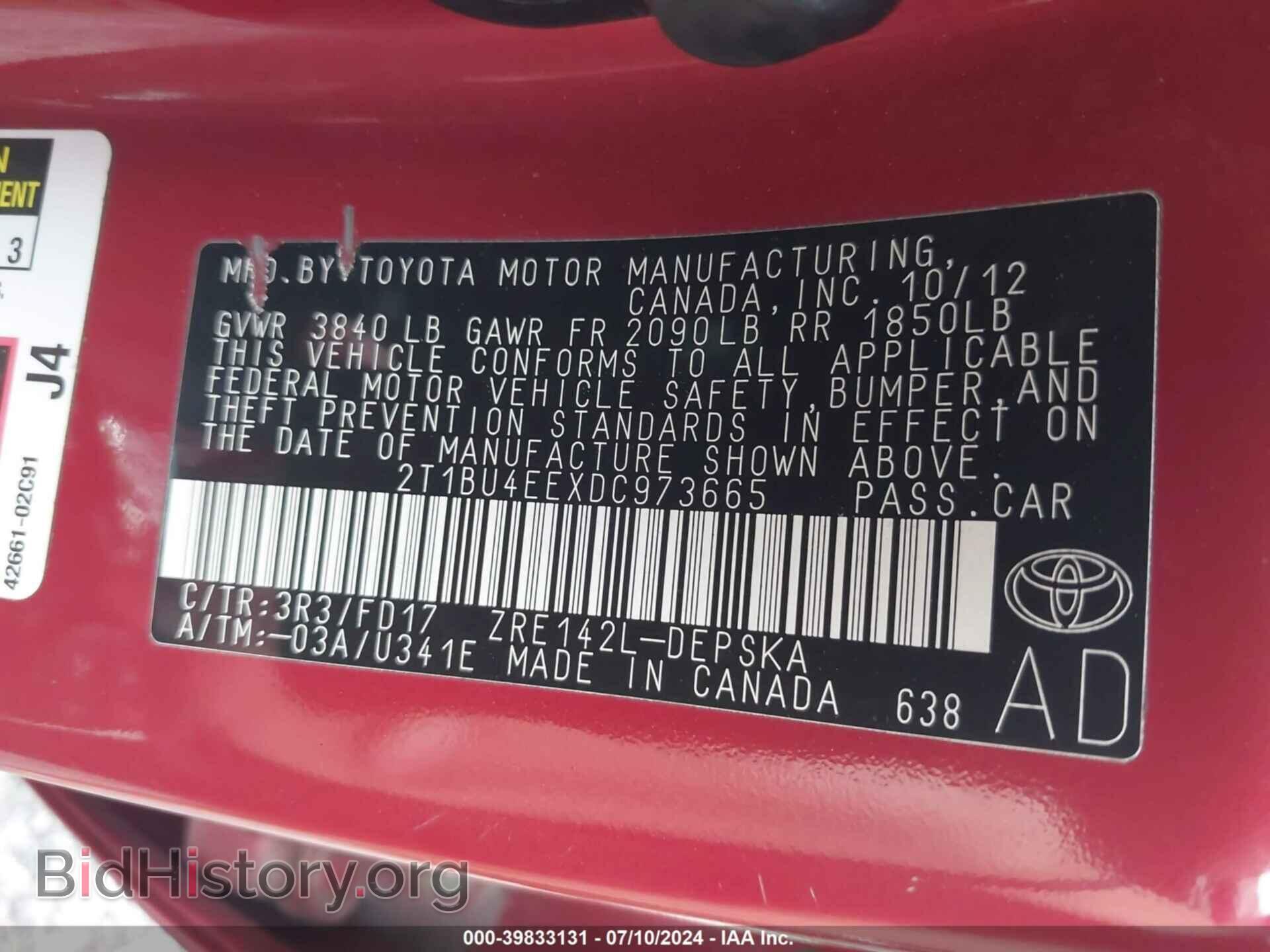 2013 TOYOTA COROLLA - VIN: 2T1BU4EEXDC973665 - Фото 9