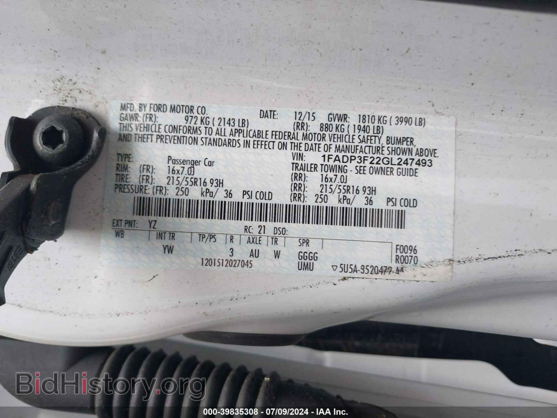 2016 FORD FOCUS - VIN: 1FADP3F22GL247493 - Фото 9