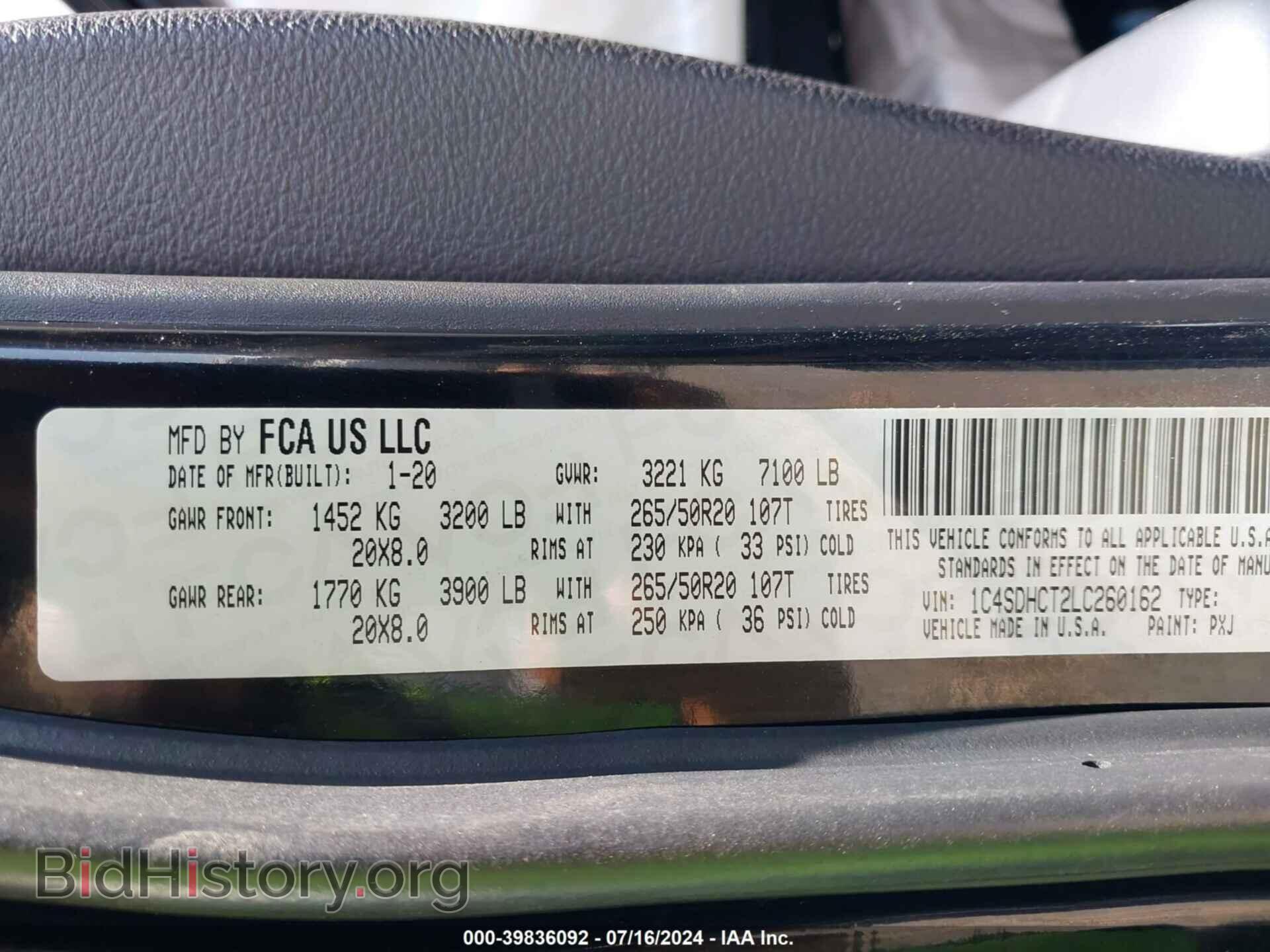 2020 DODGE DURANGO - VIN: 1C4SDHCT2LC260162 - Фото 9