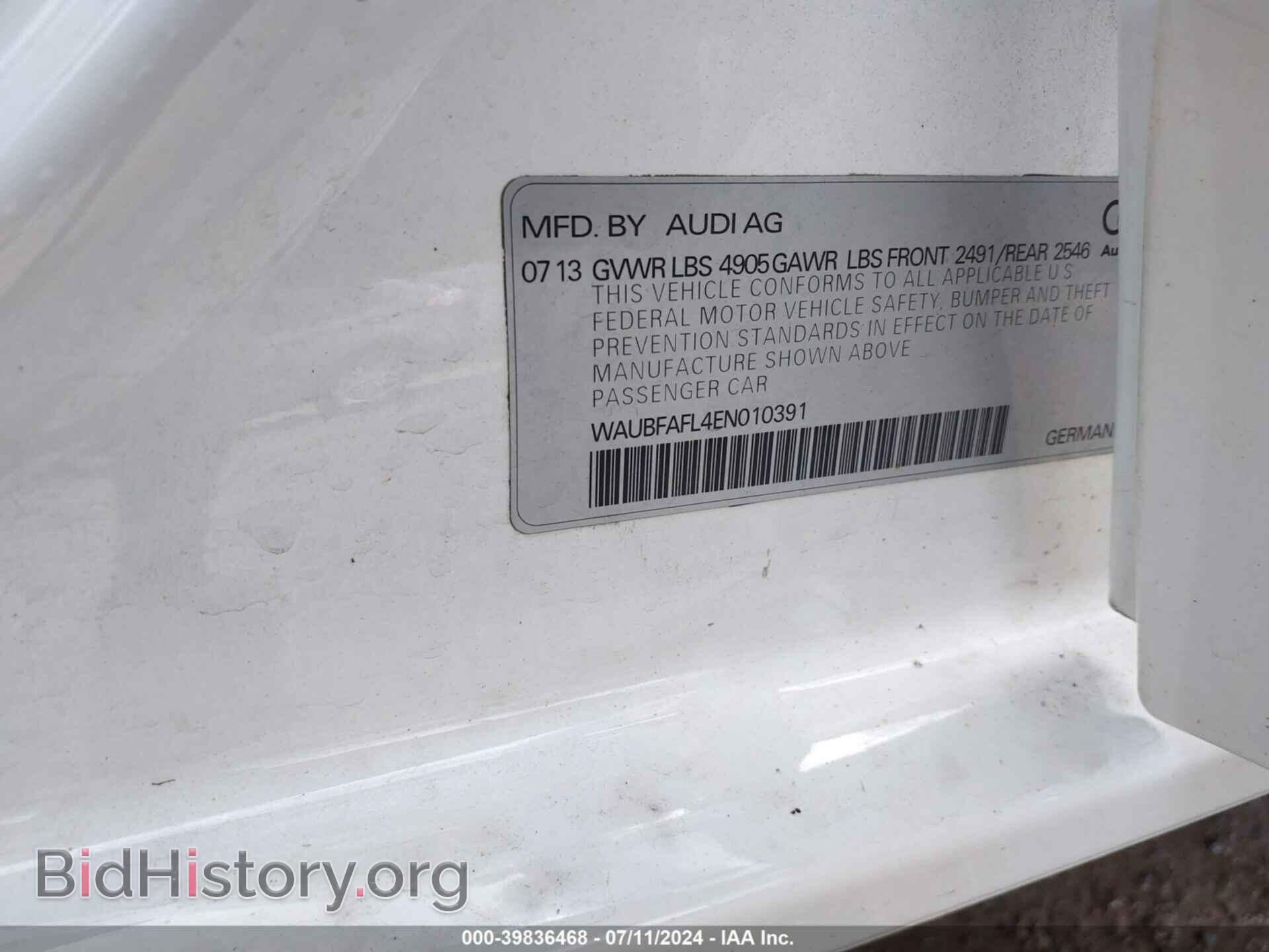 2014 AUDI A4 - VIN: WAUBFAFL4EN010391 - Фото 9