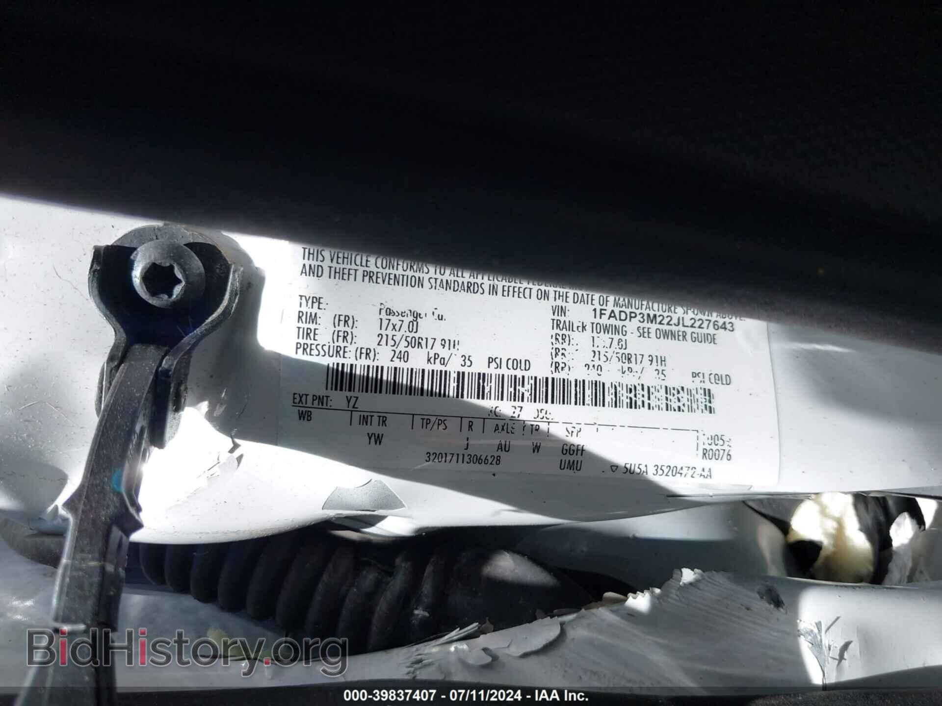 2018 FORD FOCUS - VIN: 1FADP3M22JL227643 - Photo 9