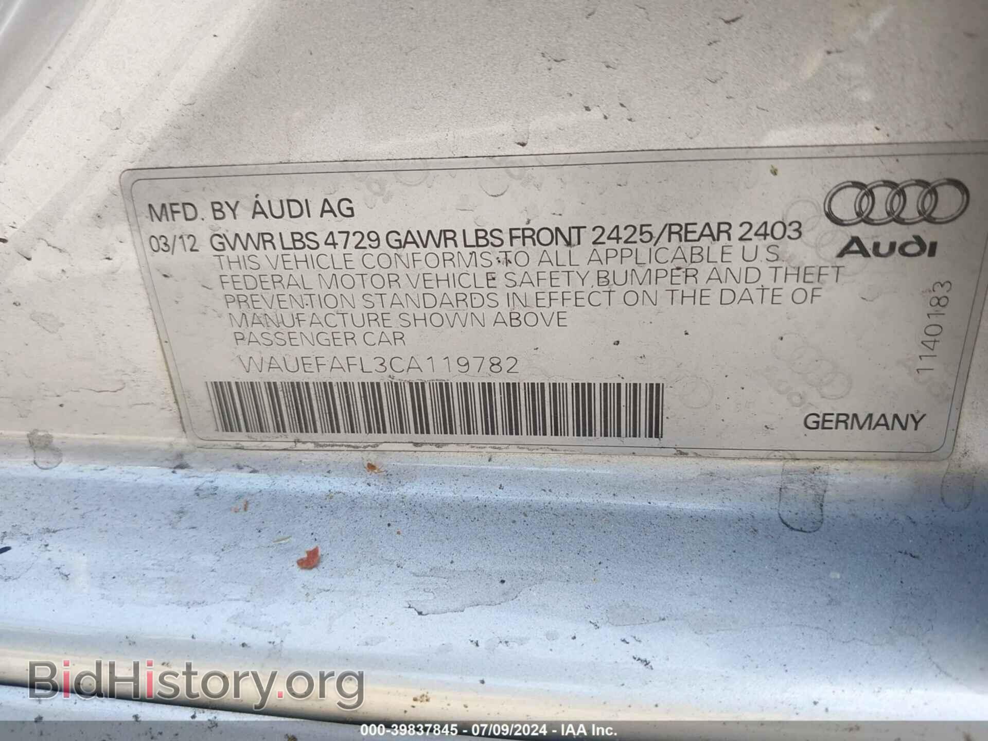 2012 AUDI A4 - VIN: WAUEFAFL3CA119782 - Фото 9