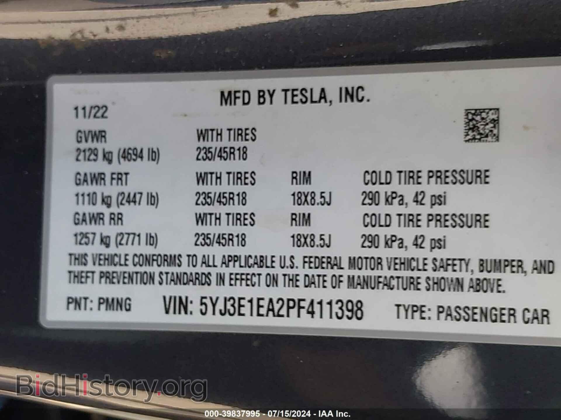 2023 TESLA MODEL 3 - VIN: 5YJ3E1EA2PF411398 - Фото 9