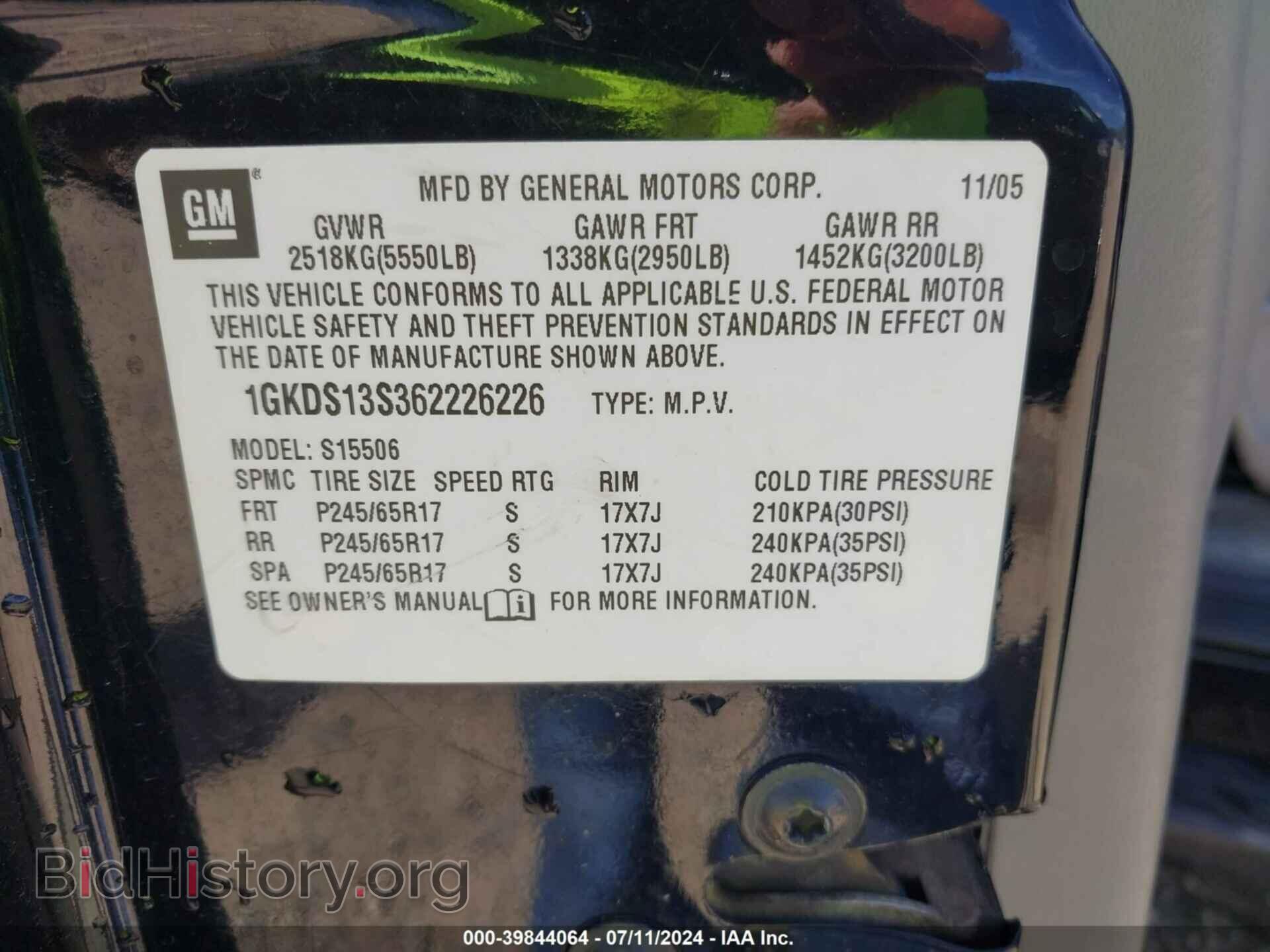 2006 GMC ENVOY - VIN: 1GKDS13S362226226 - Фото 9