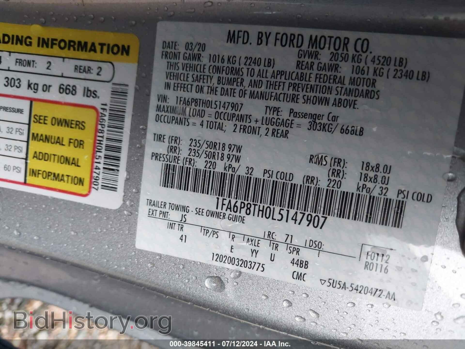 2020 FORD MUSTANG - VIN: 1FA6P8TH0L5147907 - Фото 9