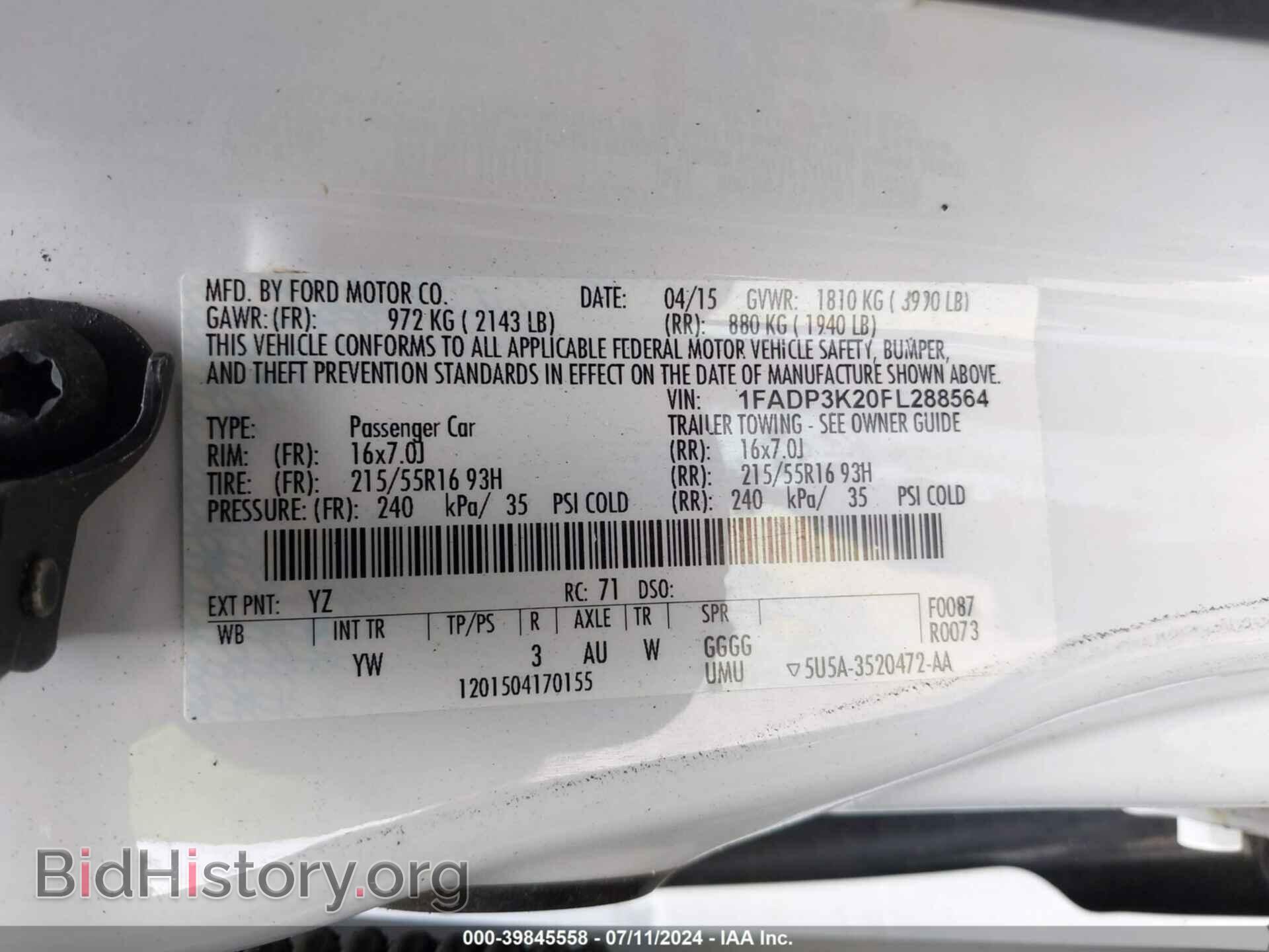 2015 FORD FOCUS - VIN: 1FADP3K20FL288564 - Фото 9