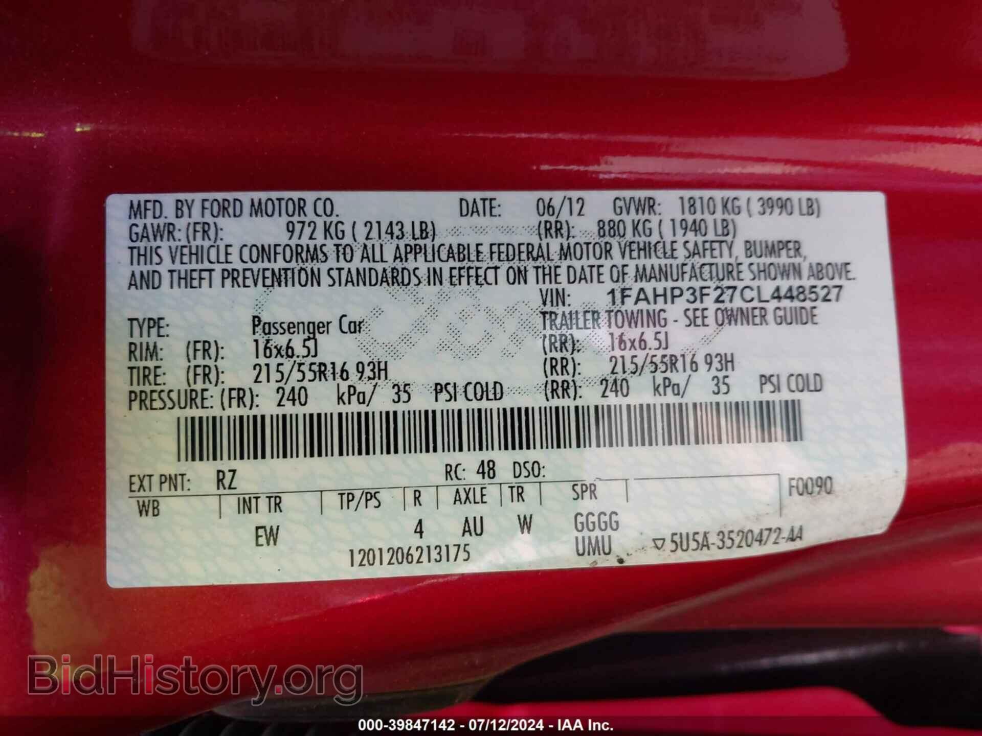 2012 FORD FOCUS - VIN: 1FAHP3F27CL448527 - Фото 9