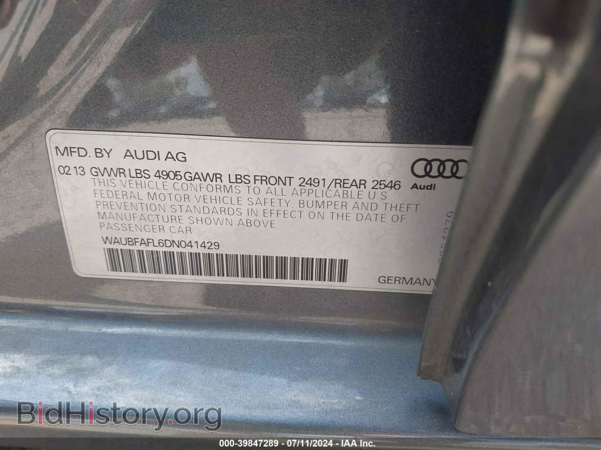 2013 AUDI A4 - VIN: WAUBFAFL6DN041429 - Фото 9