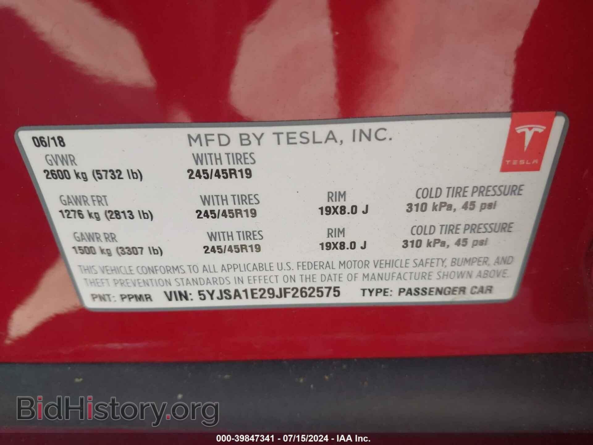 2018 TESLA MODEL S - VIN: 5YJSA1E29JF262575 - Photo 9