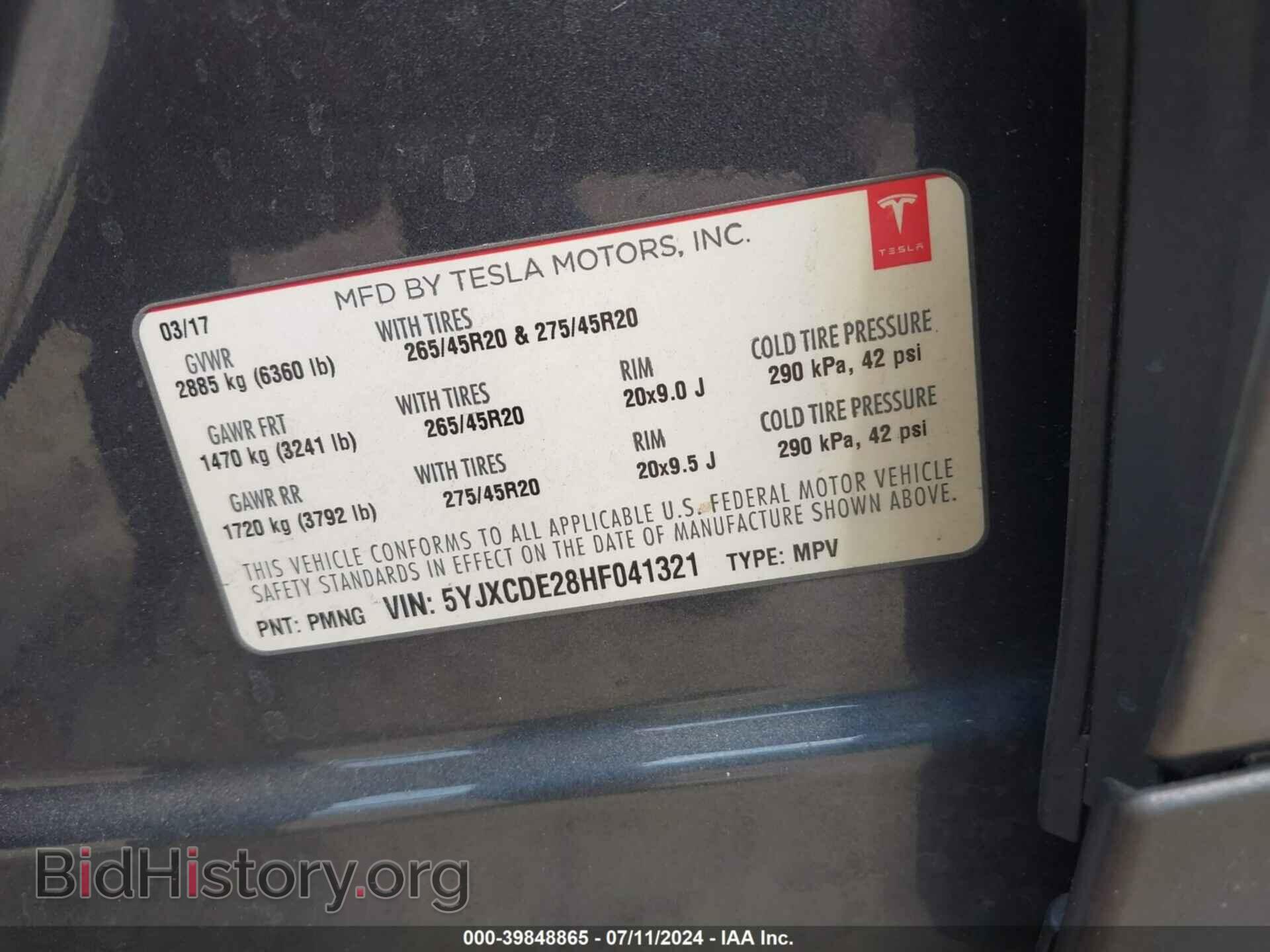 2017 TESLA MODEL X - VIN: 5YJXCDE28HF041321 - Photo 9