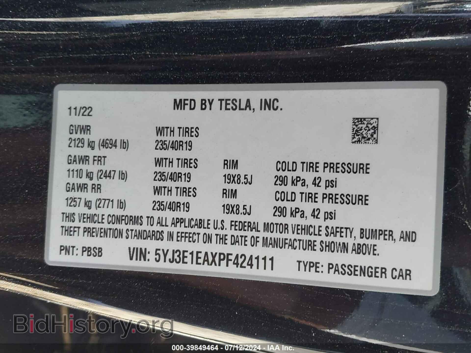 2023 TESLA MODEL 3 - VIN: 5YJ3E1EAXPF424111 - Фото 9