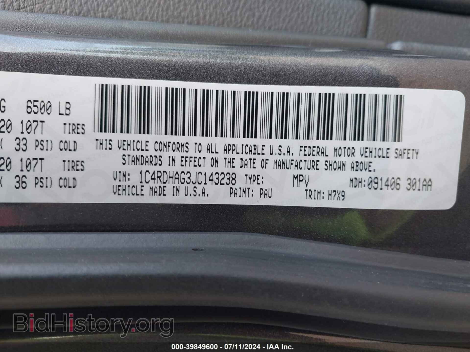 2018 DODGE DURANGO - VIN: 1C4RDHAG3JC143238 - Photo 9
