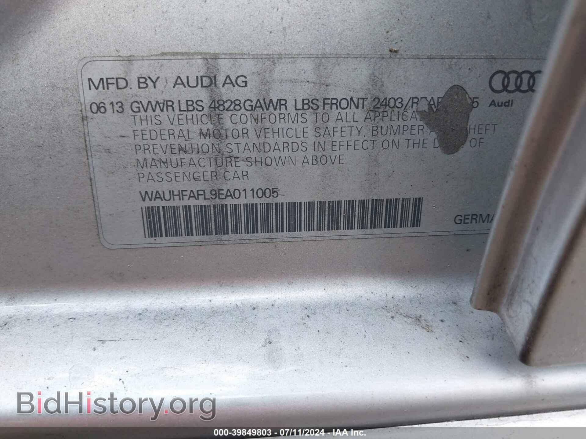 2014 AUDI A4 - VIN: WAUHFAFL9EA011005 - Фото 9