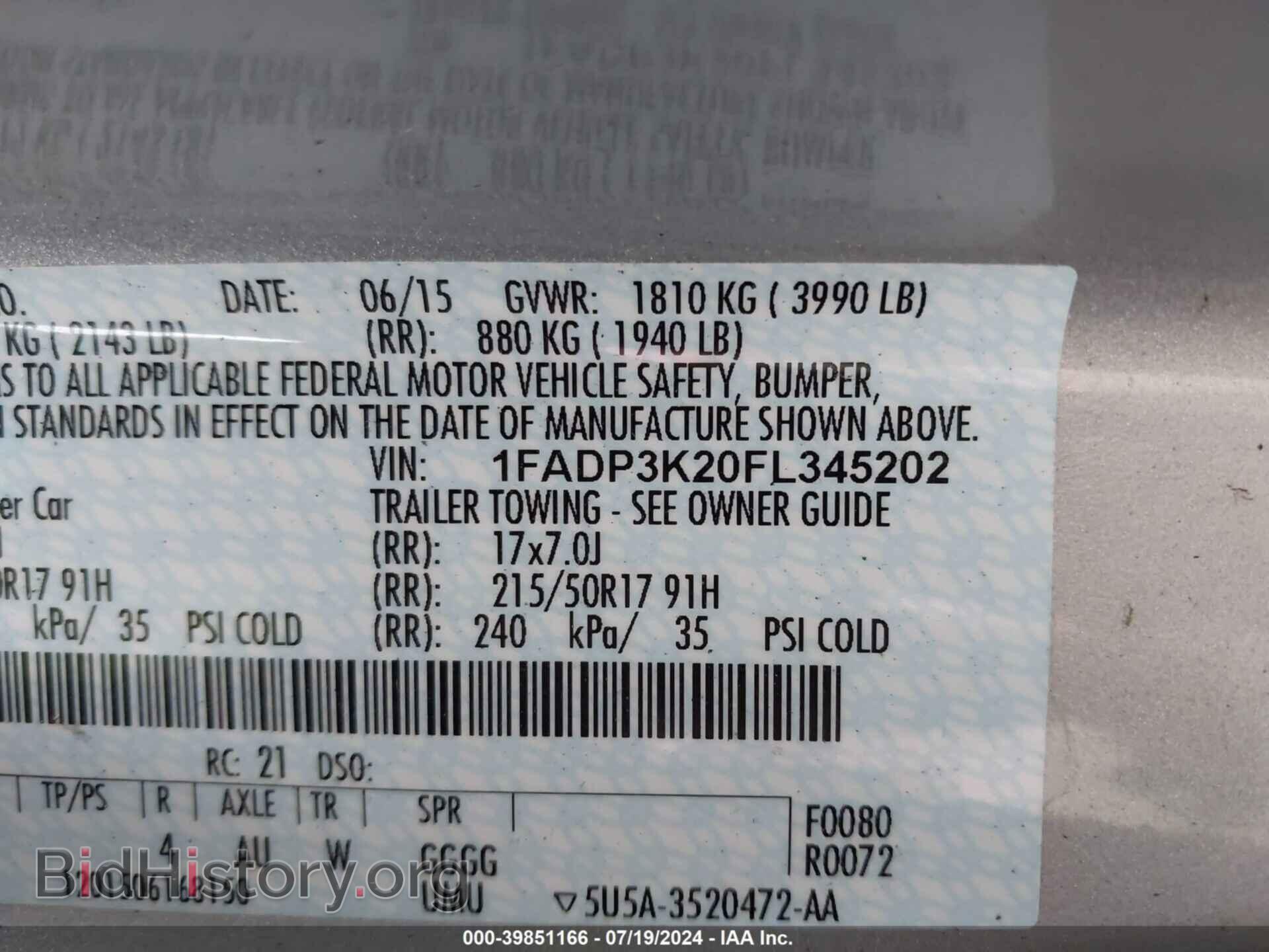 2015 FORD FOCUS - VIN: 1FADP3K20FL345202 - Фото 9